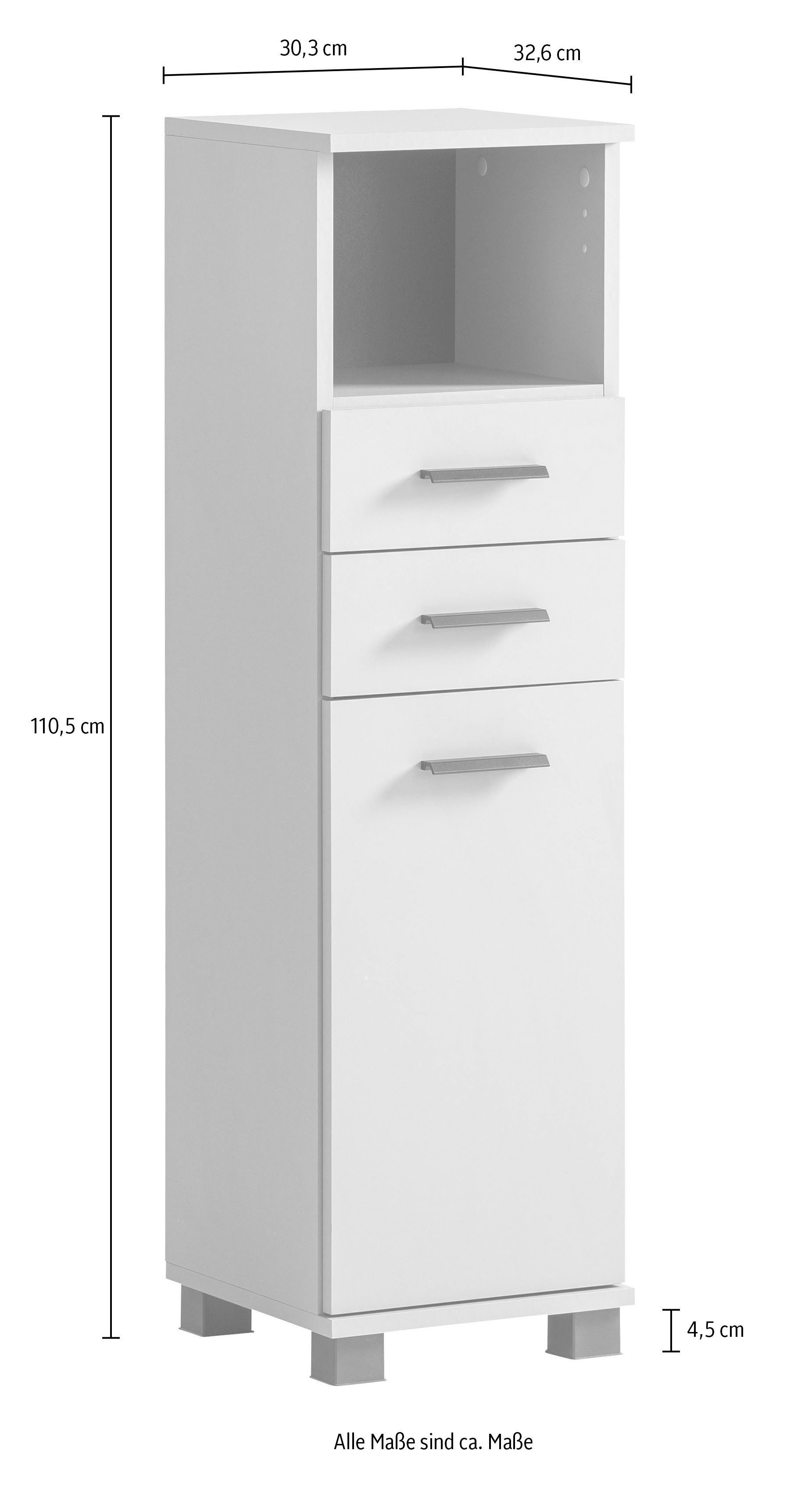 welltime Midischrank "Palermo, Breite 30 cm", Wechselbarer Türanschlag, Met günstig online kaufen