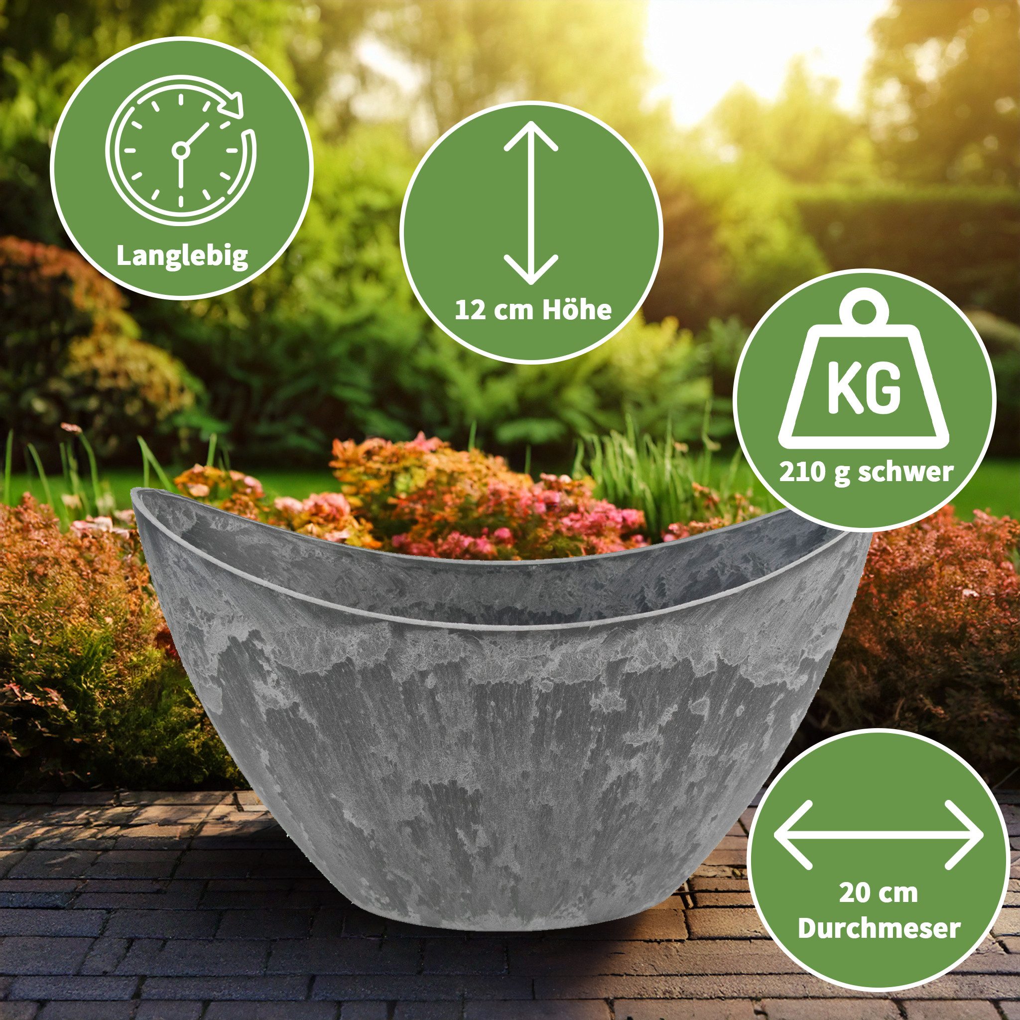 matches21 HOME & HOBBY Blumentopf Hohe Pflanzschale oval Vintage schwarz 20 günstig online kaufen