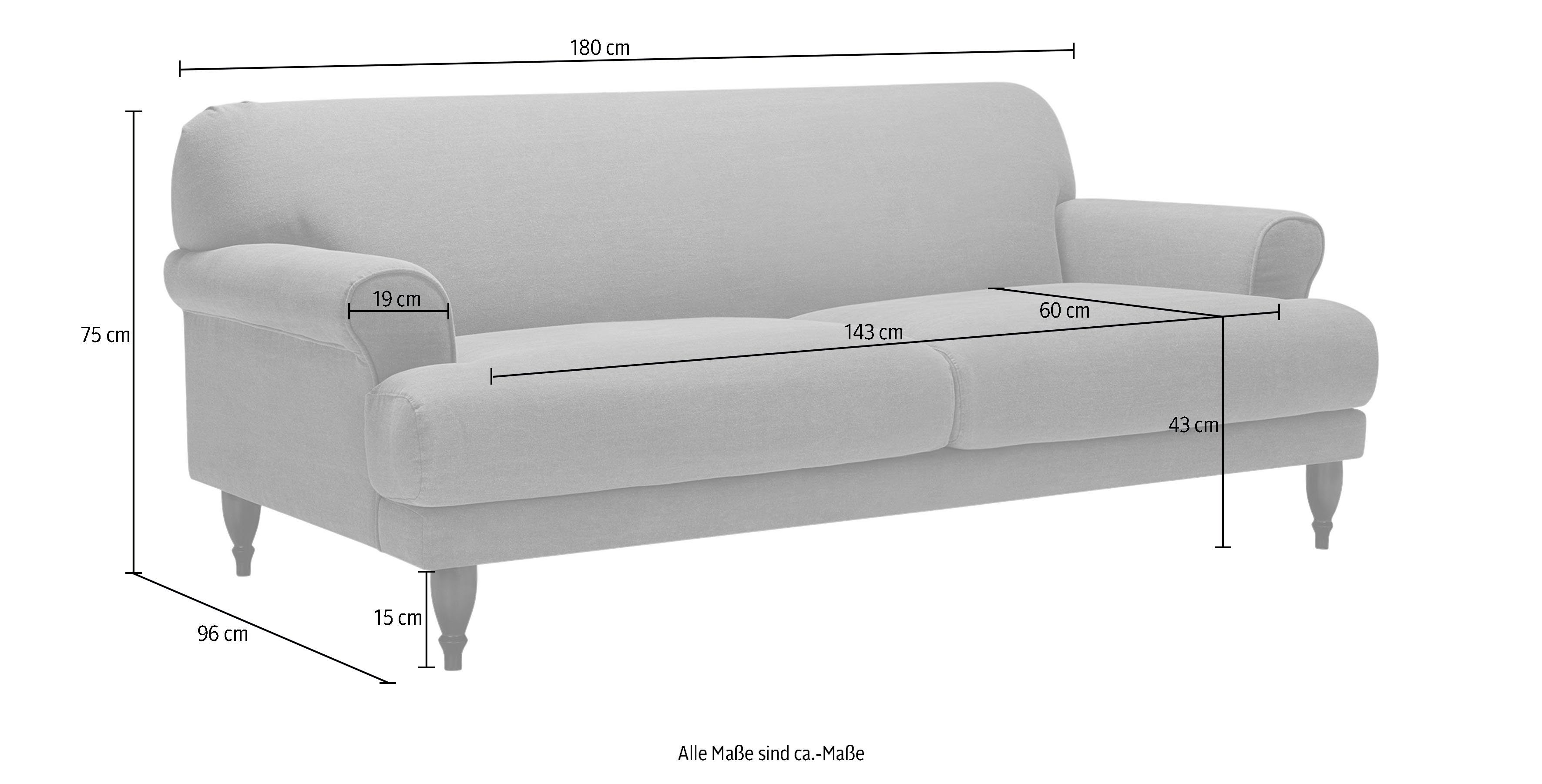 LOVI Sofa Polsterunterlage Eiche Füße 2-Sitzer, Sitzunterfederung natur, mit Ginger, in