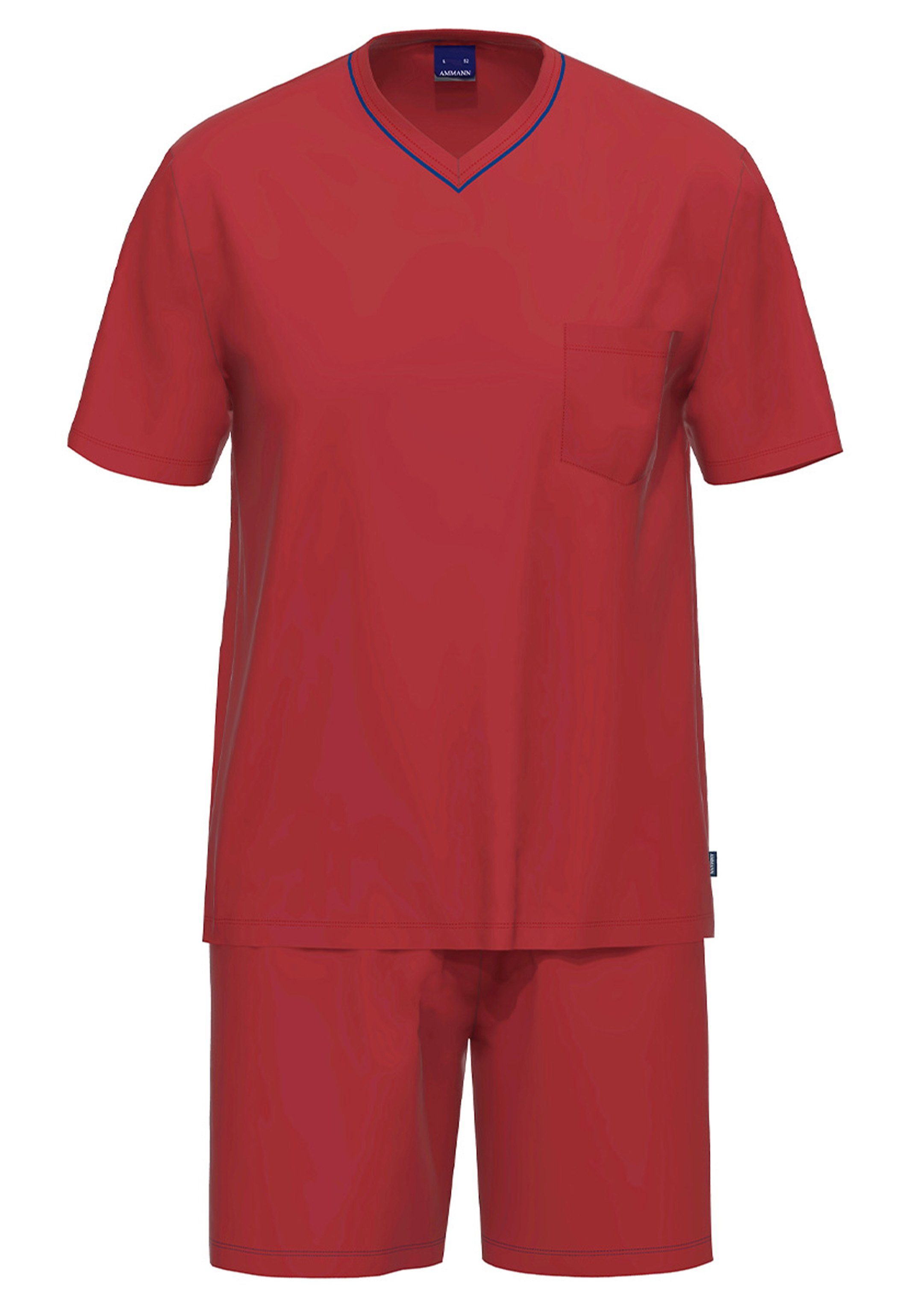 auf 2 Pure Luftige Schnittform, Merlot tlg) der (Set, Organic Ammann Angenehm Haut Cotton Baumwolle Schlafanzug - - Pyjama