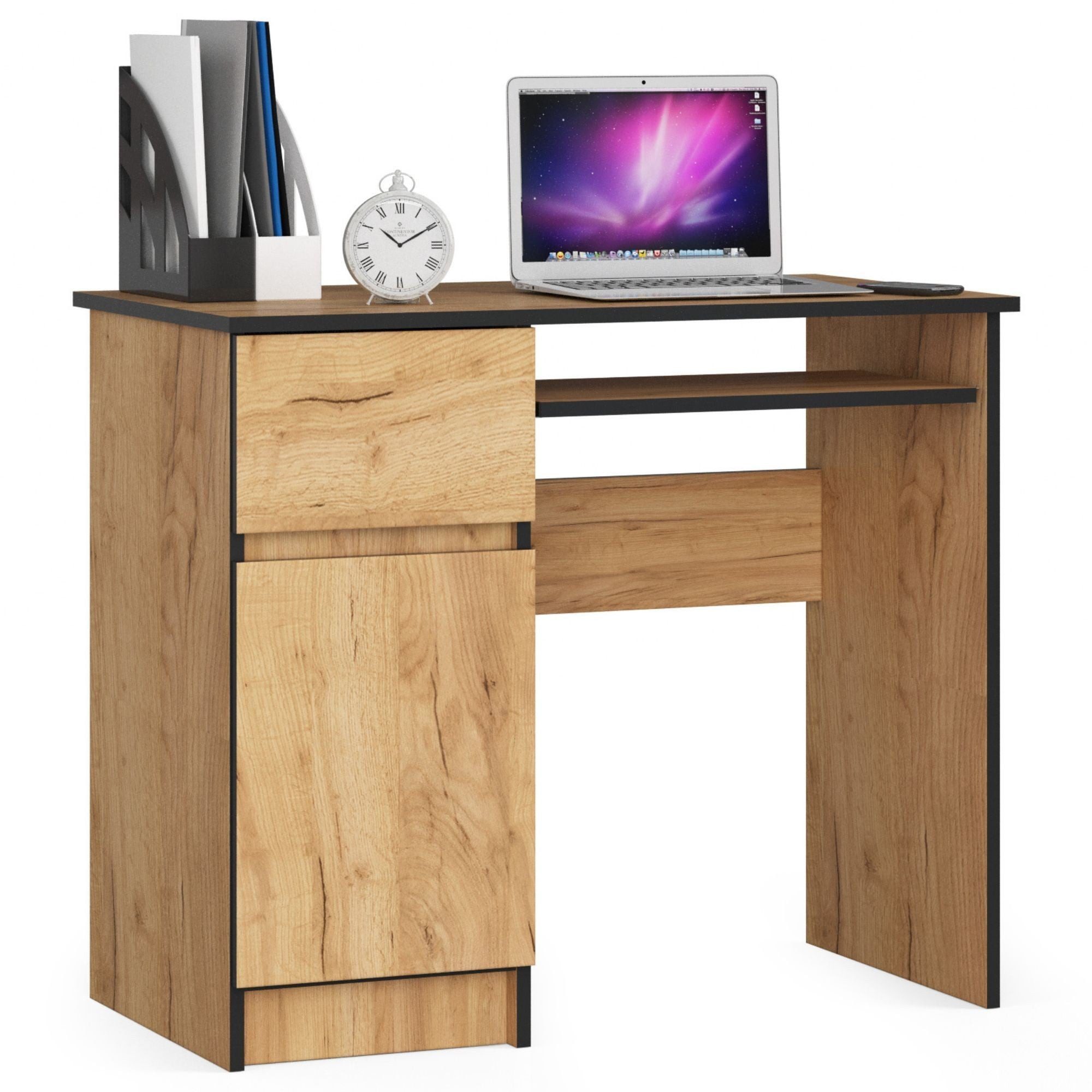Raumhirsch Furniture Schreibtisch 90 cm Breite - Computertisch 90 cm Breite - Optimale Arbeitsfläche, Hochwertiges Laminat, Stauraum, elegantes Design, Selbstmontage