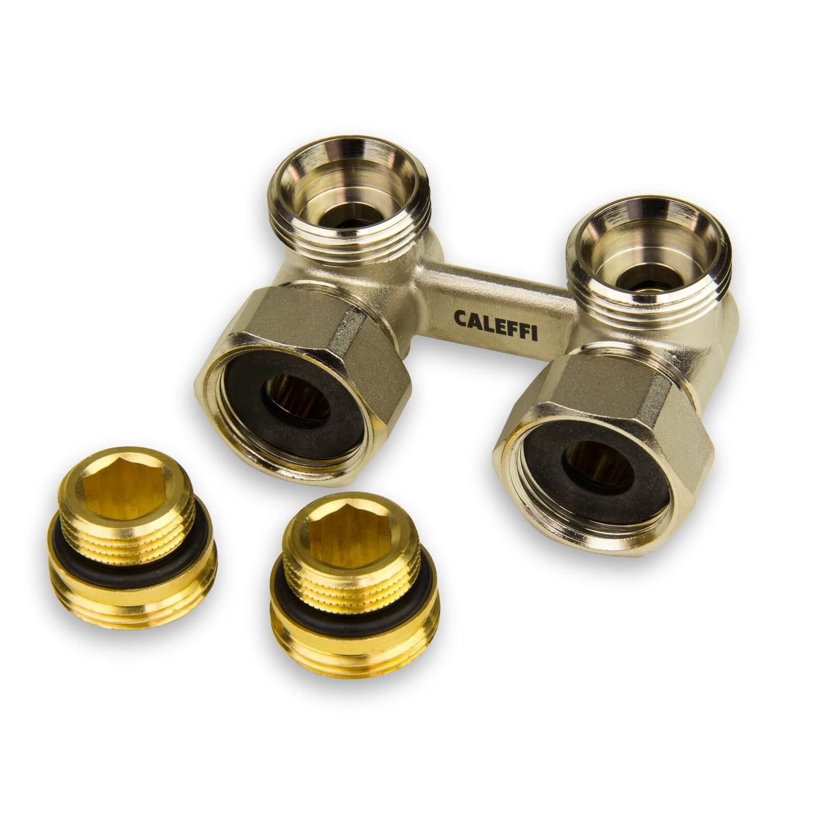 Caleffi Heizkörperthermostat Caleffi System Hahnblock 1/2" x 3/4" Eckform Heizkörper Anschluss