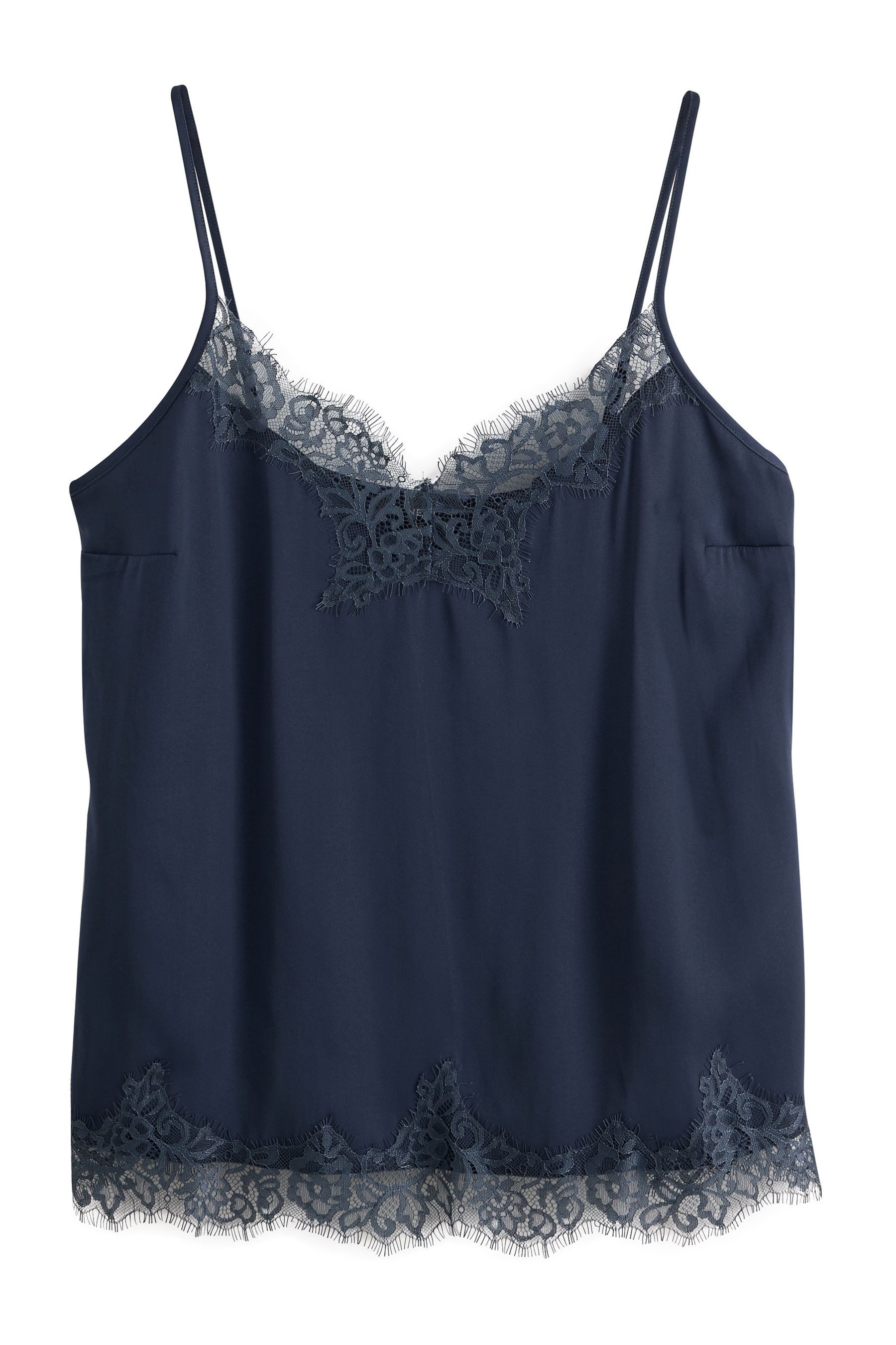 Next Trägertop Trägertop aus Satin mit Spitzenbesatz (1-tlg)