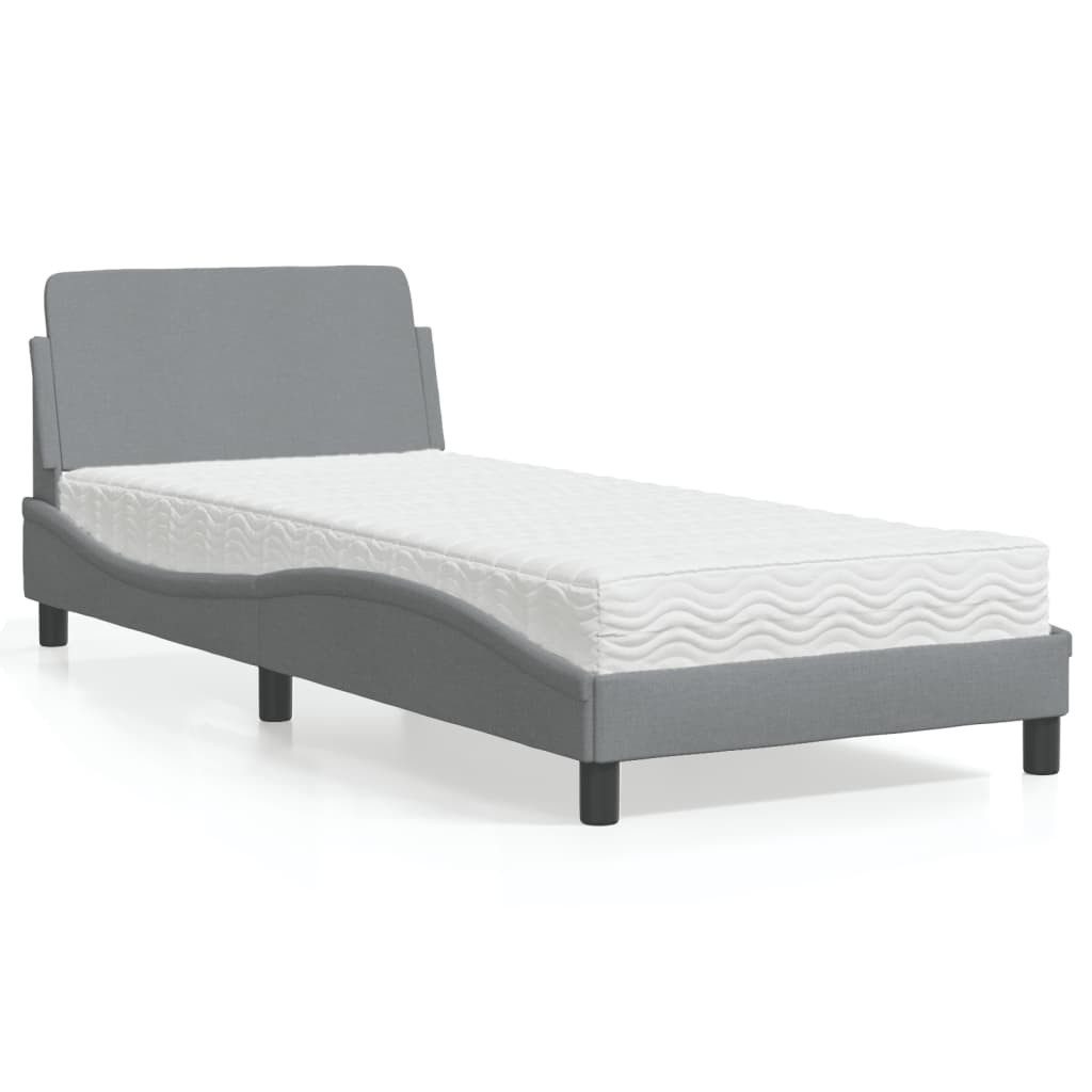 vidaXL Bett Bett mit Matratze Hellgrau 90x200 cm Stoff günstig online kaufen