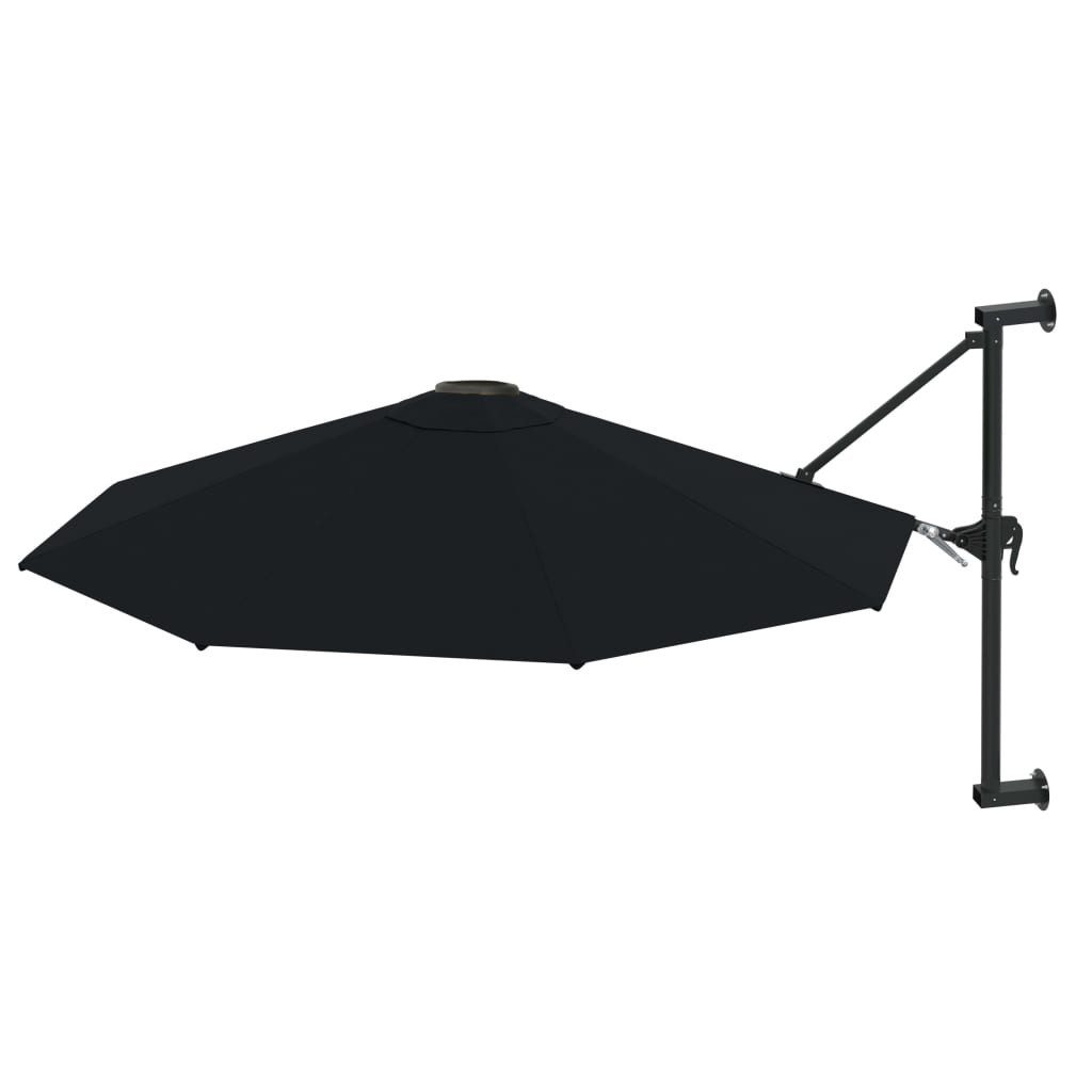 vidaXL Sonnenschirm Sonnenschirm zur Wandmontage mit Metall-Mast 300 cm Schwarz