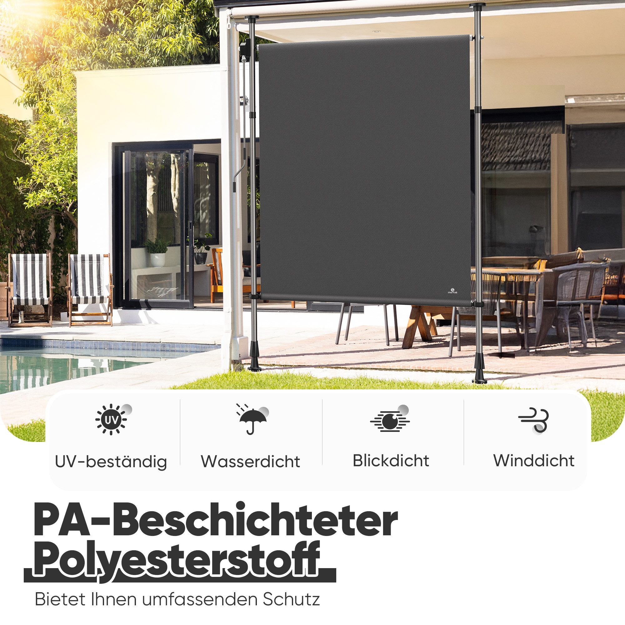 Strattore Balkonsichtschutz Klemmmarkise Senkrechtmarkise höhenverstellbar günstig online kaufen