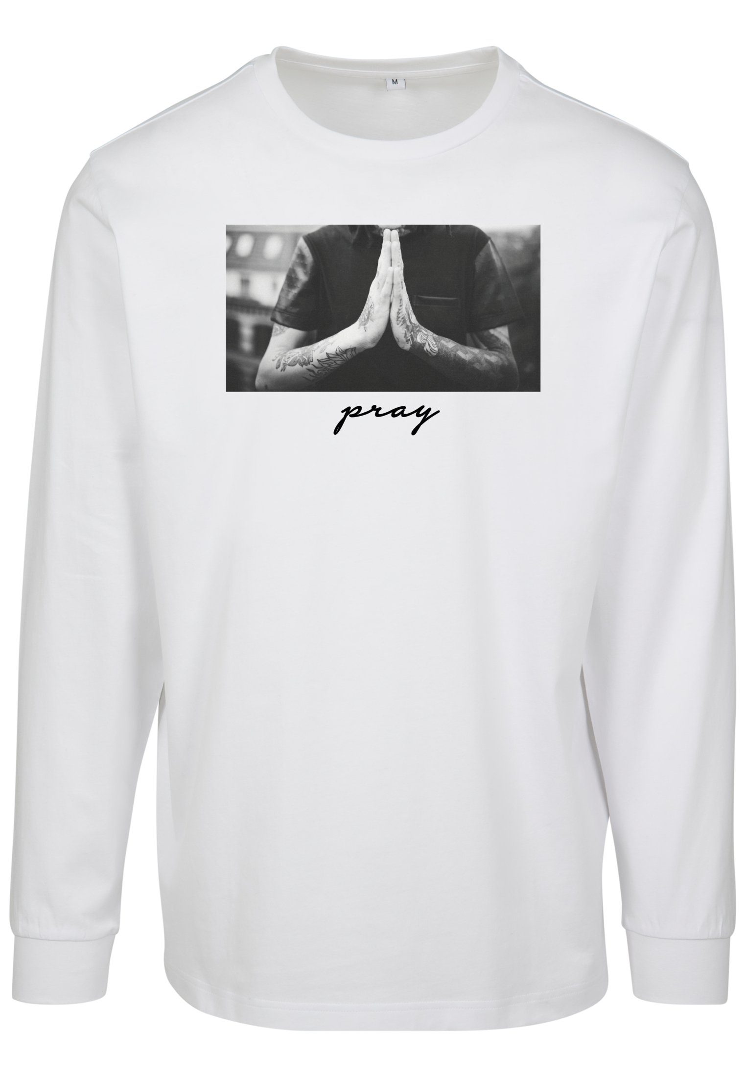 Longsleeve white T-Shirt Pray Herren (1-tlg) MisterTee