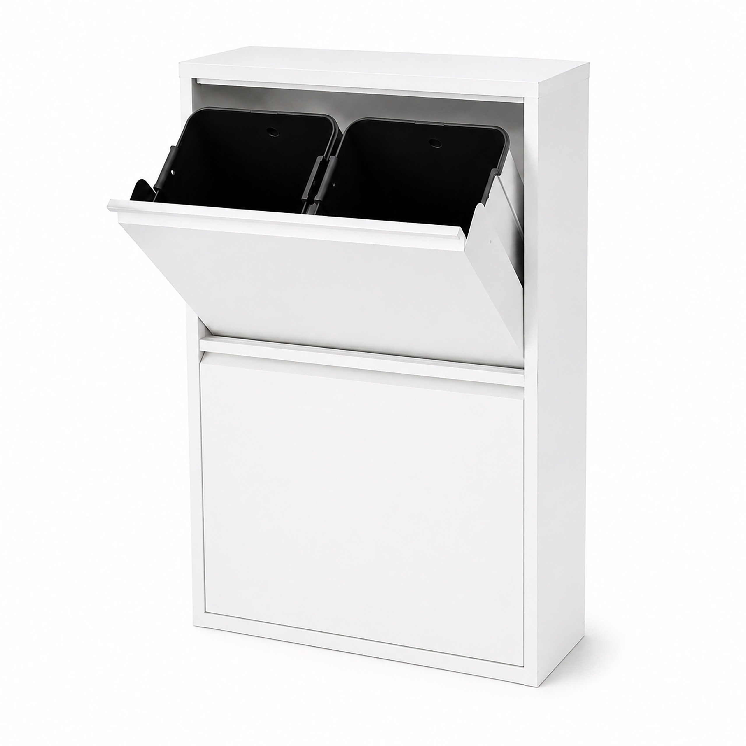 relaxdays Mülltrennsystem Mülleimer 4 Fächer 4x18 l, weiß