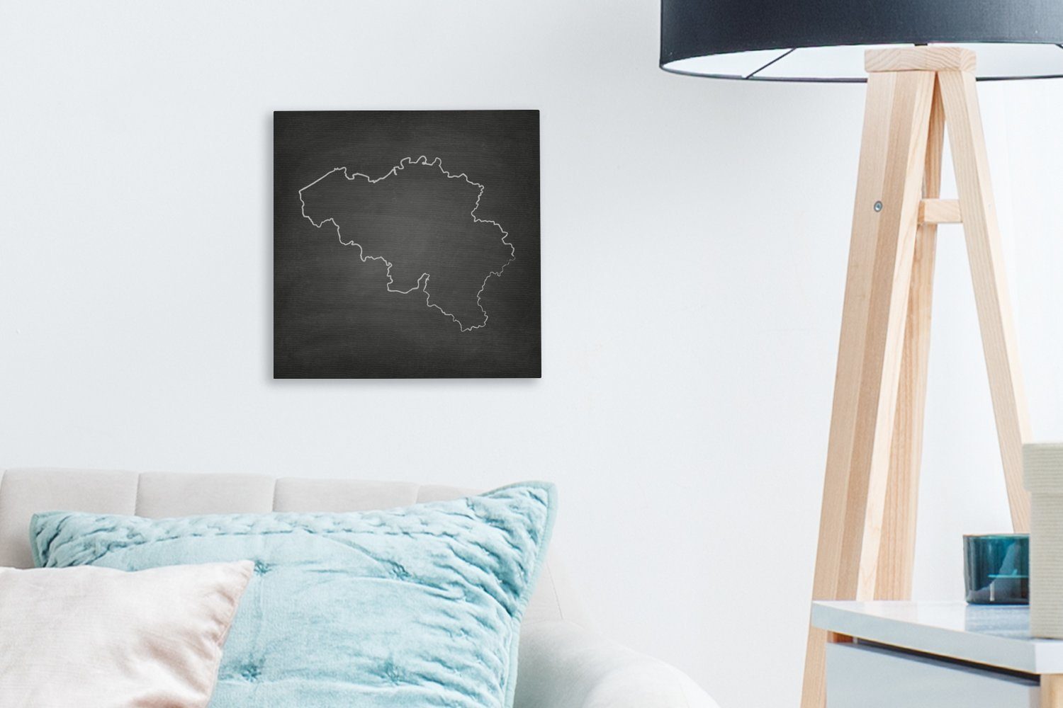 Belgien Schwarze OneMillionCanvasses® (1 Bilder Leinwandbild Wohnzimmer für Tafel, St), auf von Leinwand und Schlafzimmer einer weiße Illustration