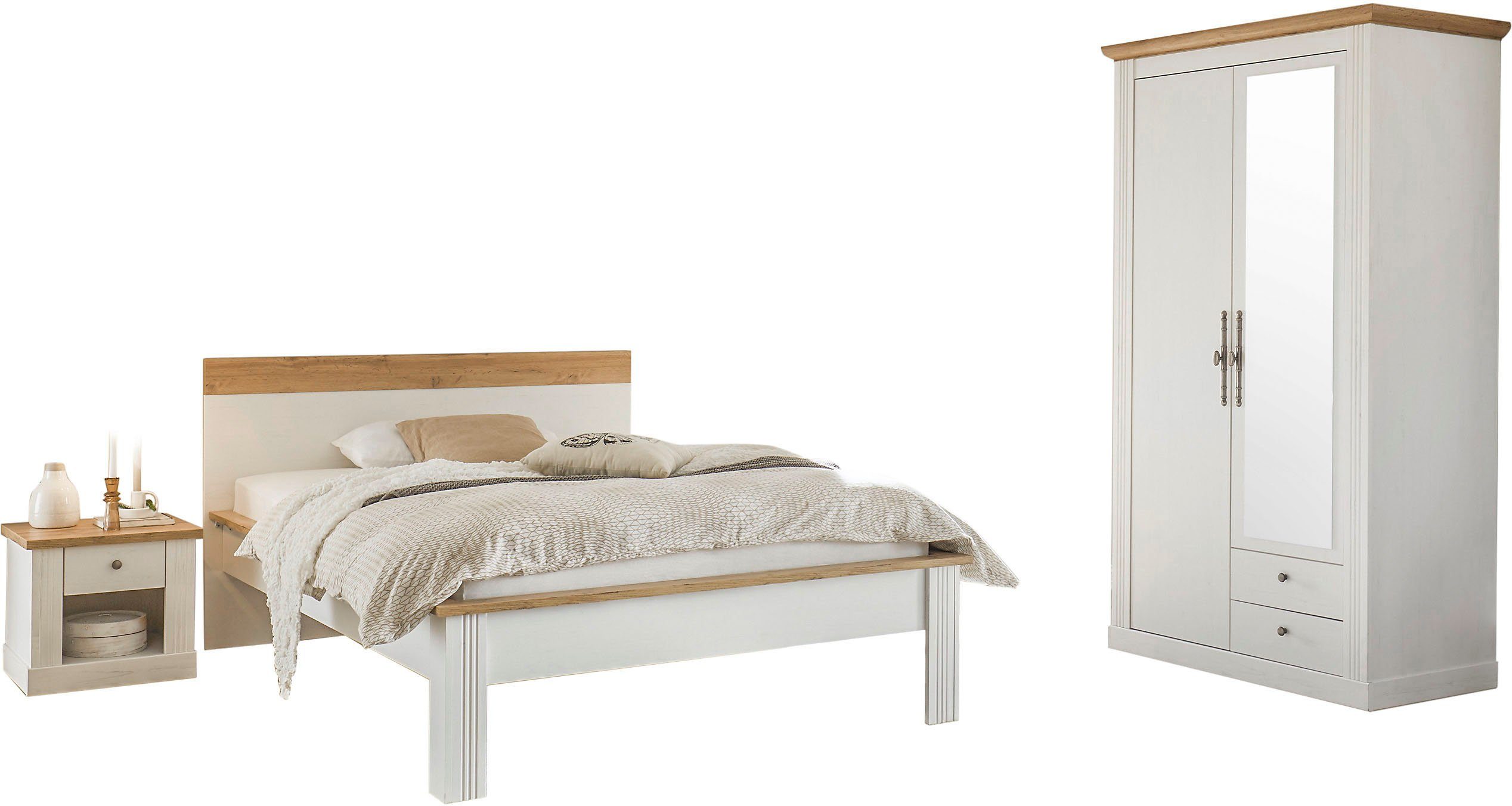 Home affaire Schlafzimmer-Set Westminster, beinhaltet 1 Bett, Kleiderschrank 2-türig und 1 Nachtkommode