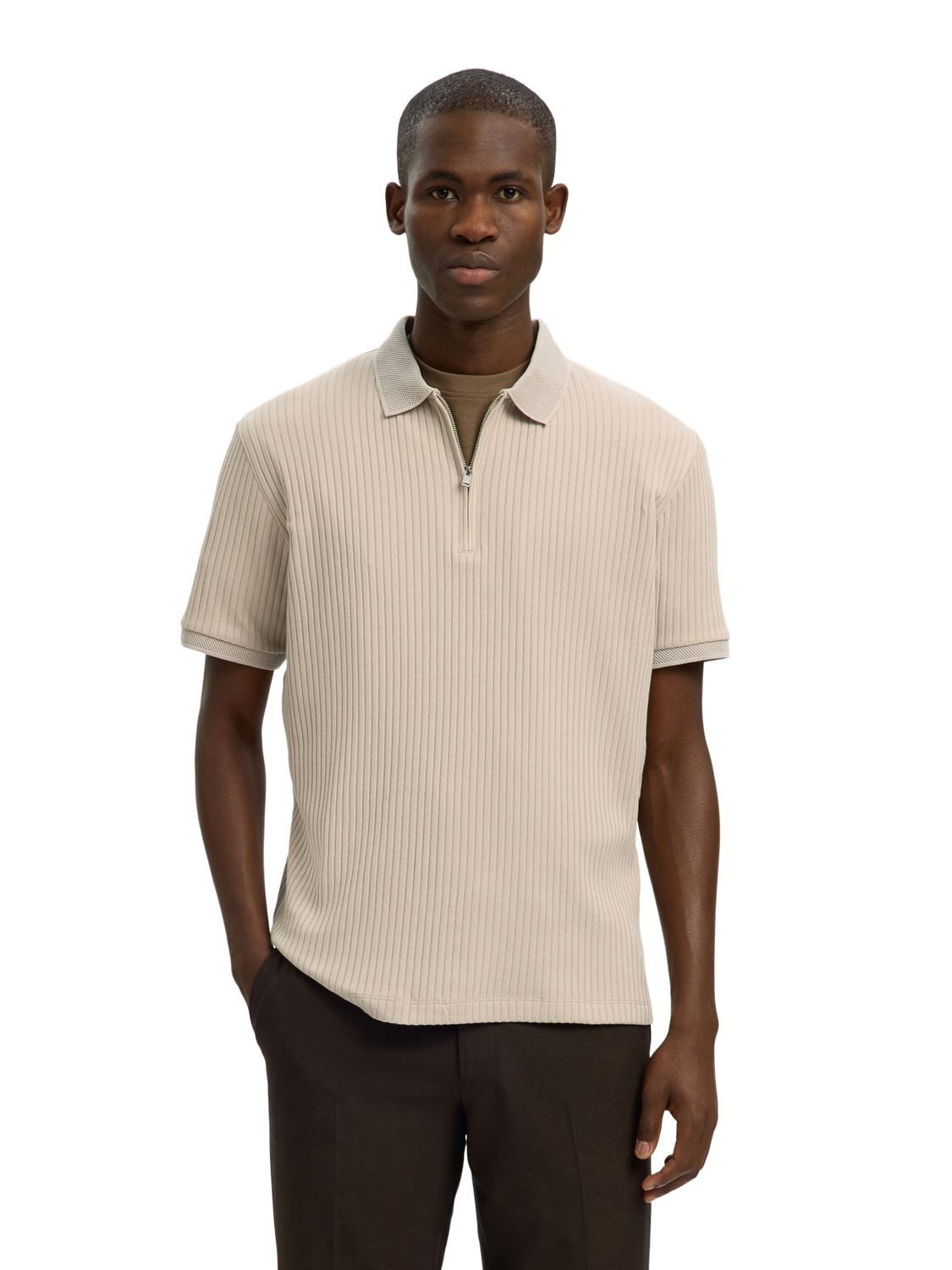 SELECTED HOMME Poloshirt SLMFAVE STRUCTURE SS POLO (1-tlg) aus Baumwollmix