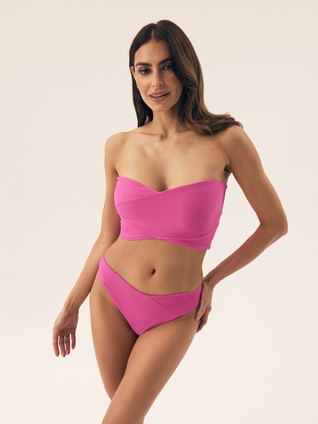 ESOTIQ Bügel-Bandeau-Bikini-Top Bikini Top Bandeau Agleen, herausnehmbare Cups, Ripp