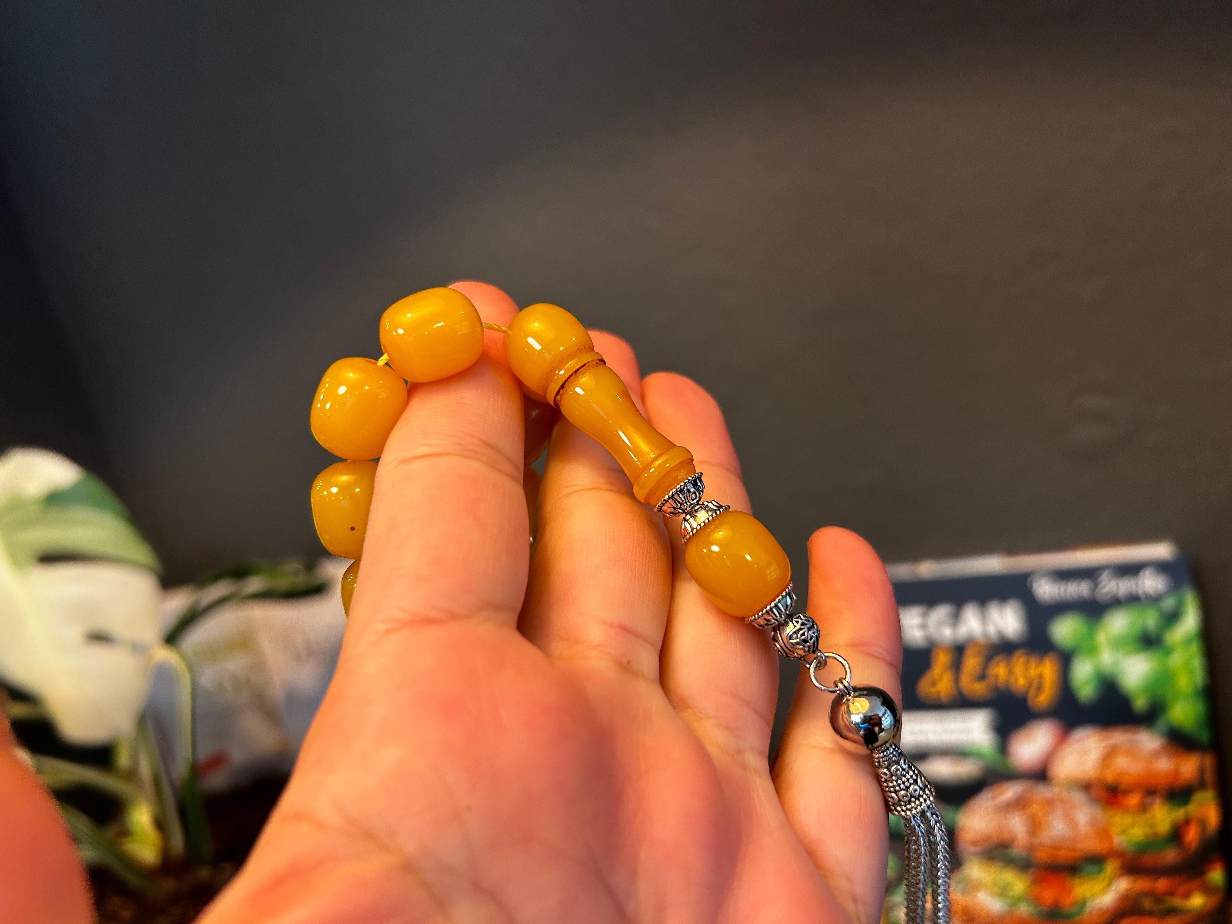 Gebetskette Bakalite Tesbih faturan TesbihBid Kettenanhänger Prayerbeads 33 Misbaha Amber islam (33-tlg)