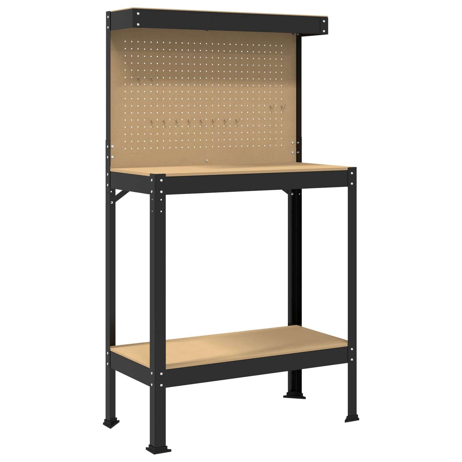 vidaXL Werkbank Werkbank Schwarz 81 x 41 x 145 cm Sperrholz und Metall