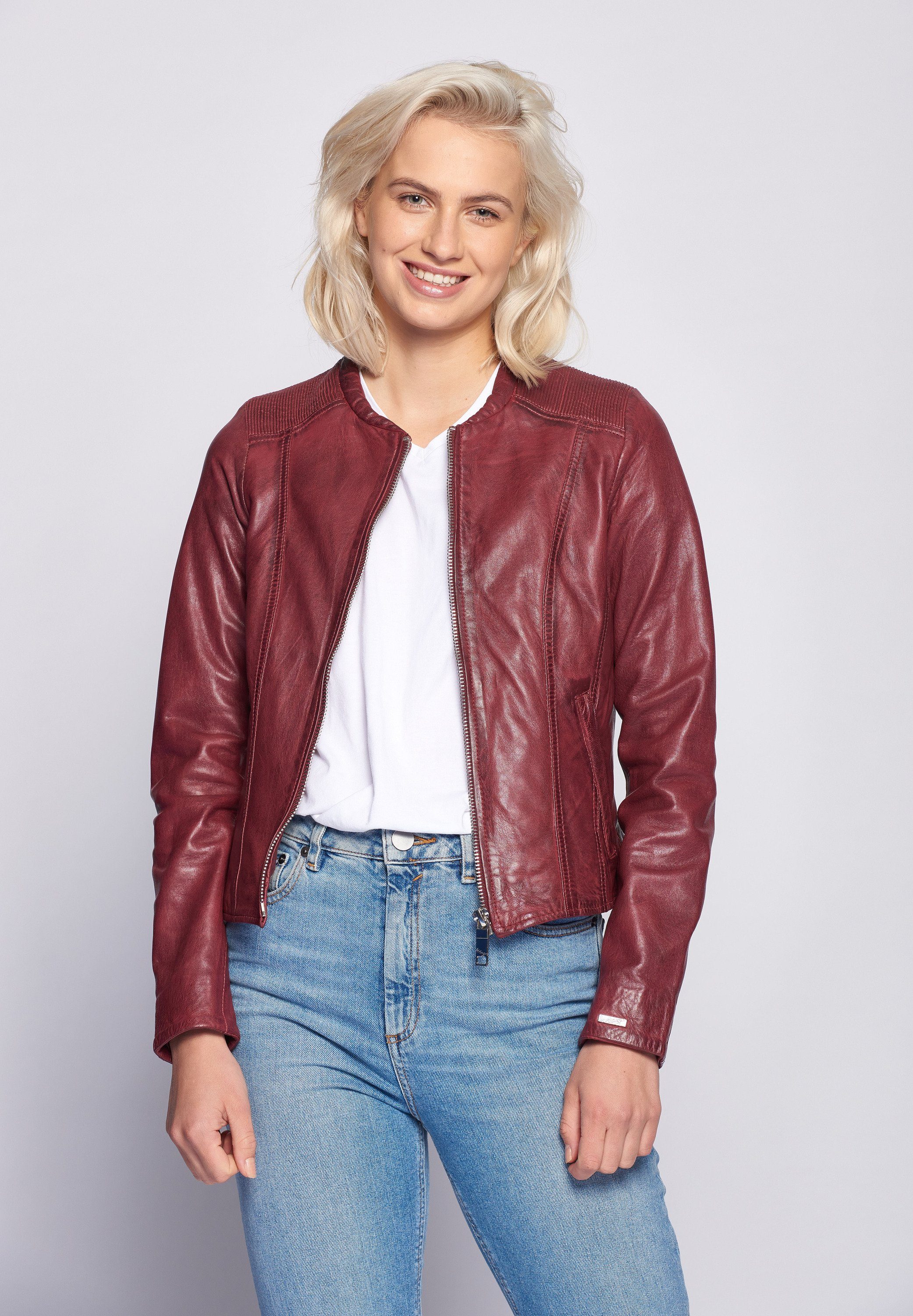 Smaragd Maze Lederjacke wine