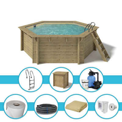 Paradies Pool Pool, Holzpool Lani Platin 421x118cm, Folie sand 0,8mm