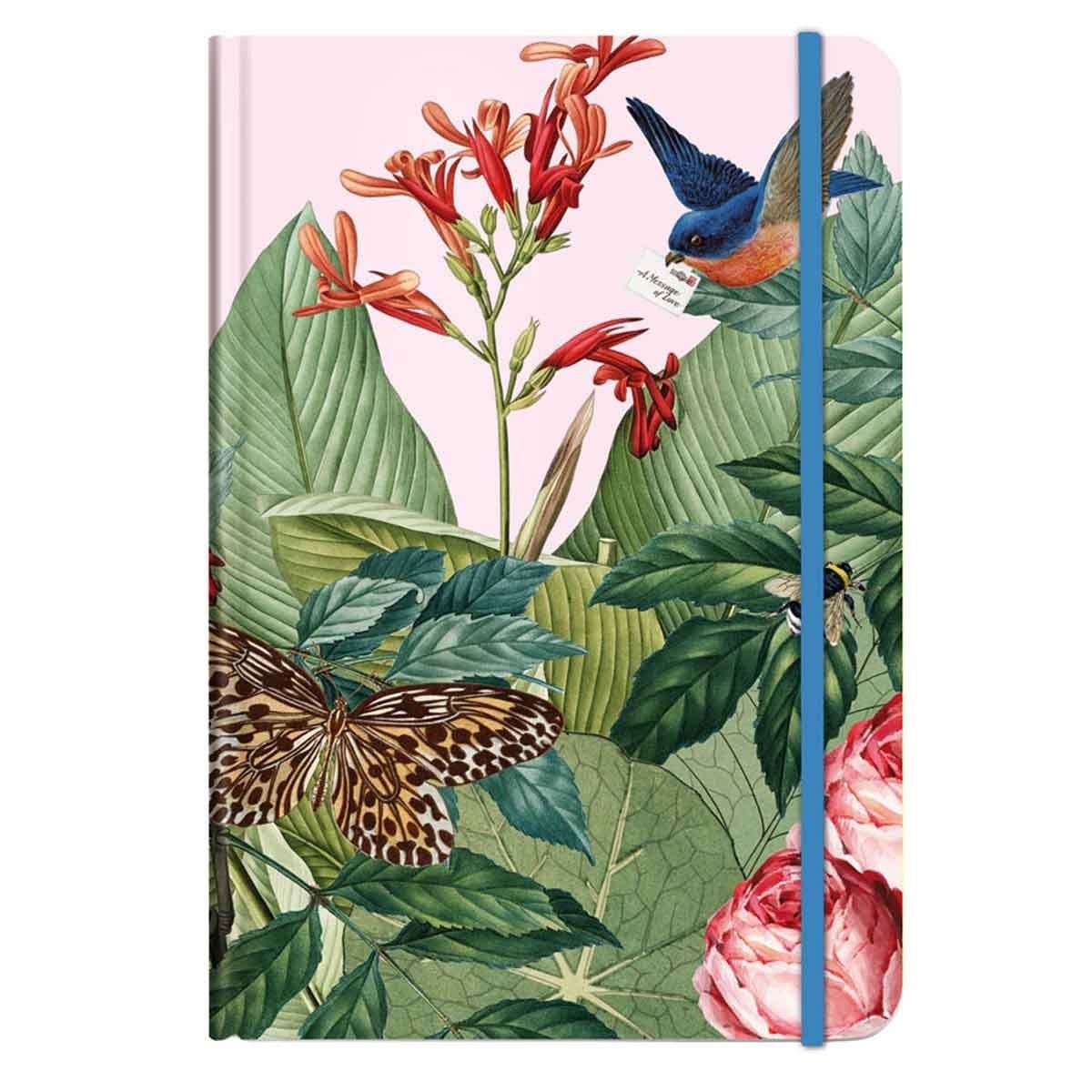 Cedon Museum Shops Notizbuch Lovebird DIN A5 mit Vogel-Motiv, Gummiband & Innentasche 192 Seiten