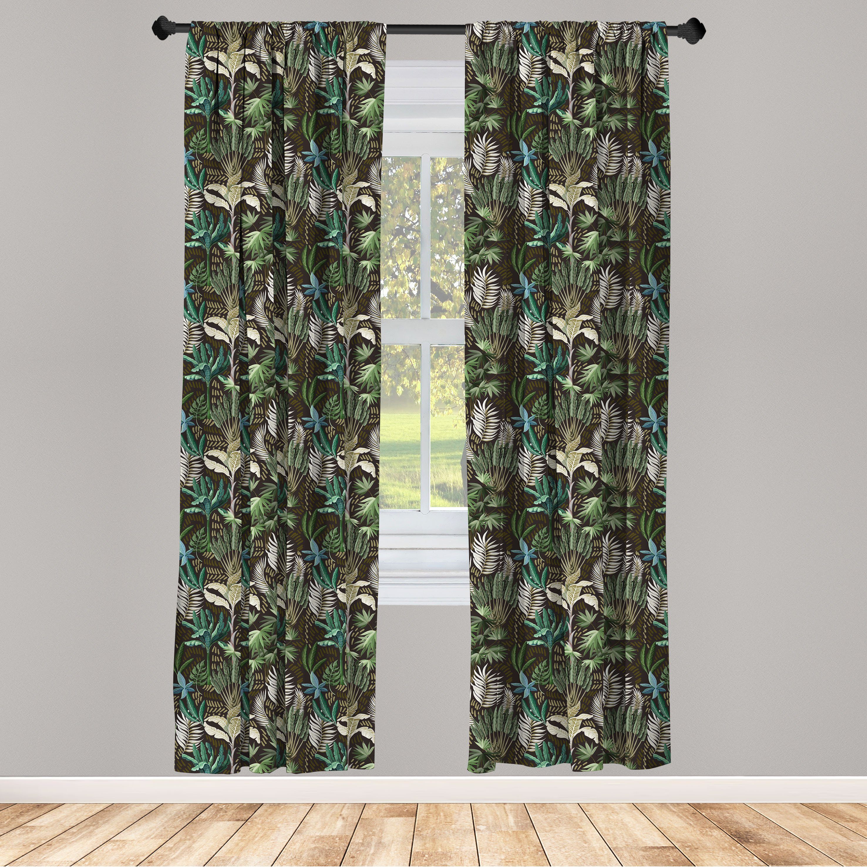 Gardine Vorhang für Wohnzimmer Schlafzimmer Dekor, Abakuhaus, Microfaser, Tropisch Exotische Hawaii Pflanzen Kunst