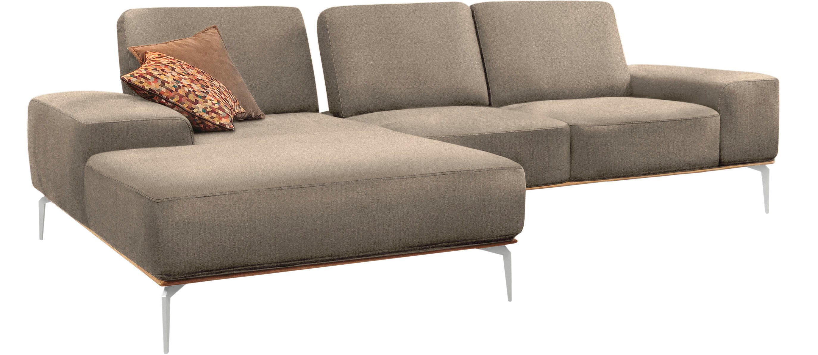 W.SCHILLIG Ecksofa run, Designsofa mit tollem Sitzkomfort, L-Form, mit elegantem Holzsockel, Füße in Chrom glänzend, Breite 279 cm