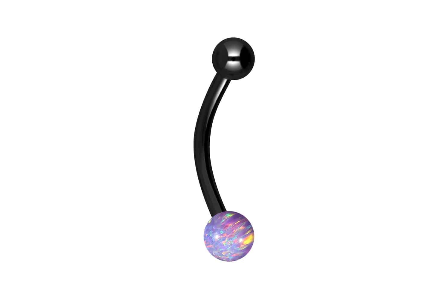 PIERCINGLINE Bauchnabelpiercing Titan Mini Bananabell SYNTHETISCHER OPAL + TITAN-KUGEL (Bananabells, 1-tlg)