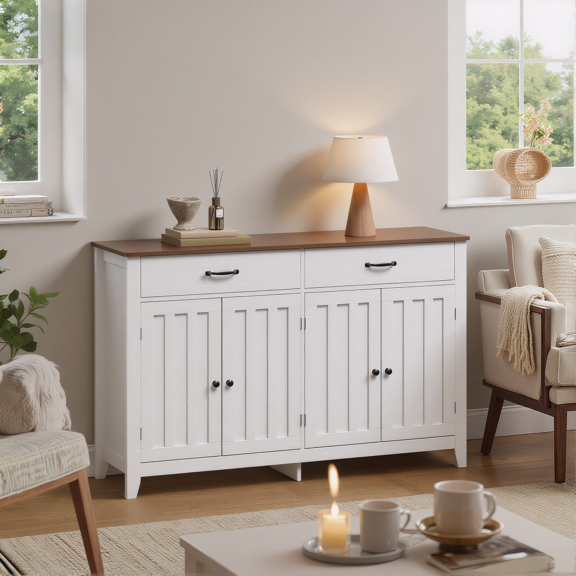 Bealife Sideboard Küchenschrank mit Arbeitsplatten,mit 2 Schubladen 2 Türen günstig online kaufen