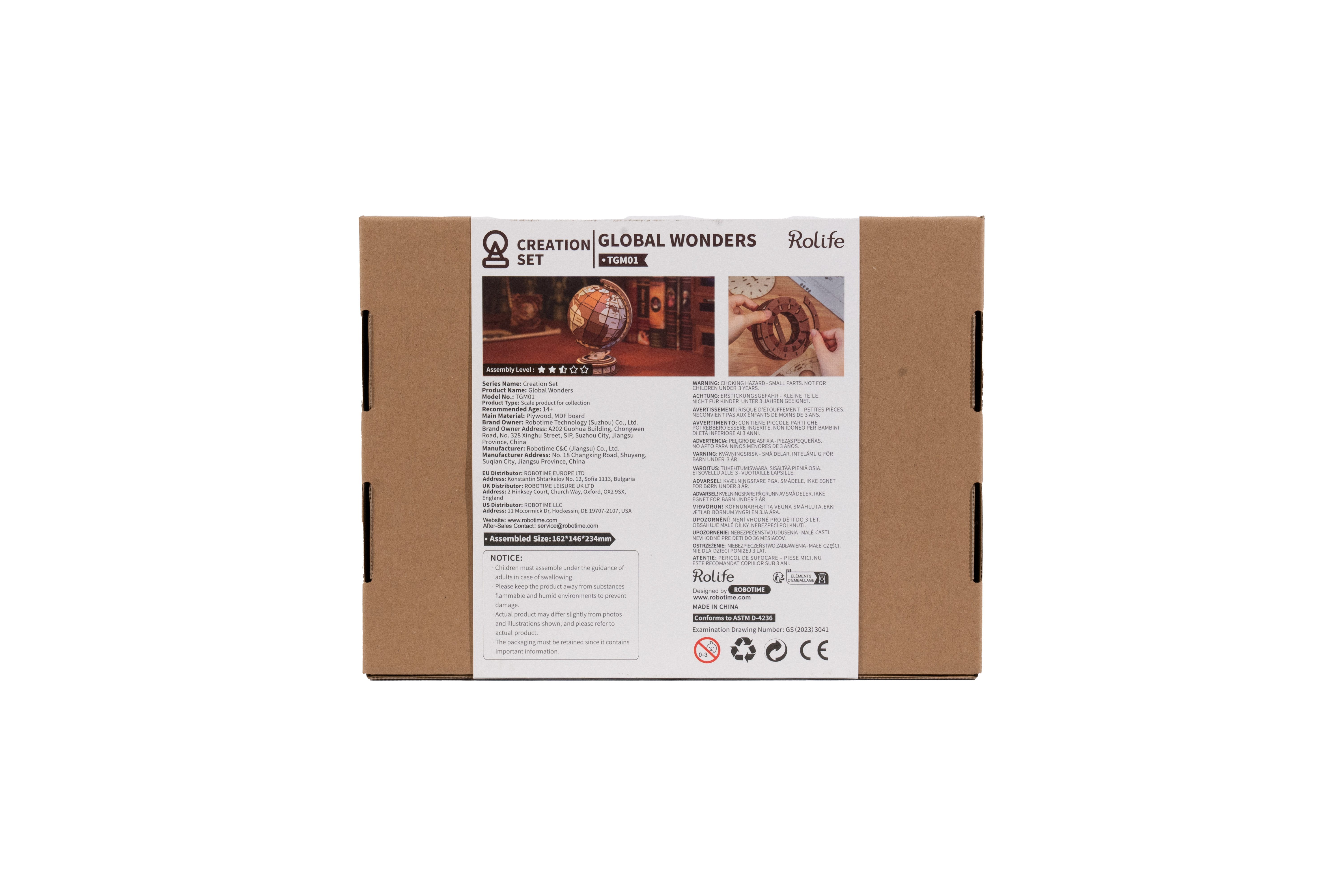 ROLIFE 3D-Puzzle Global Wonders, Holzpuzzle Globus, 147 Puzzleteile