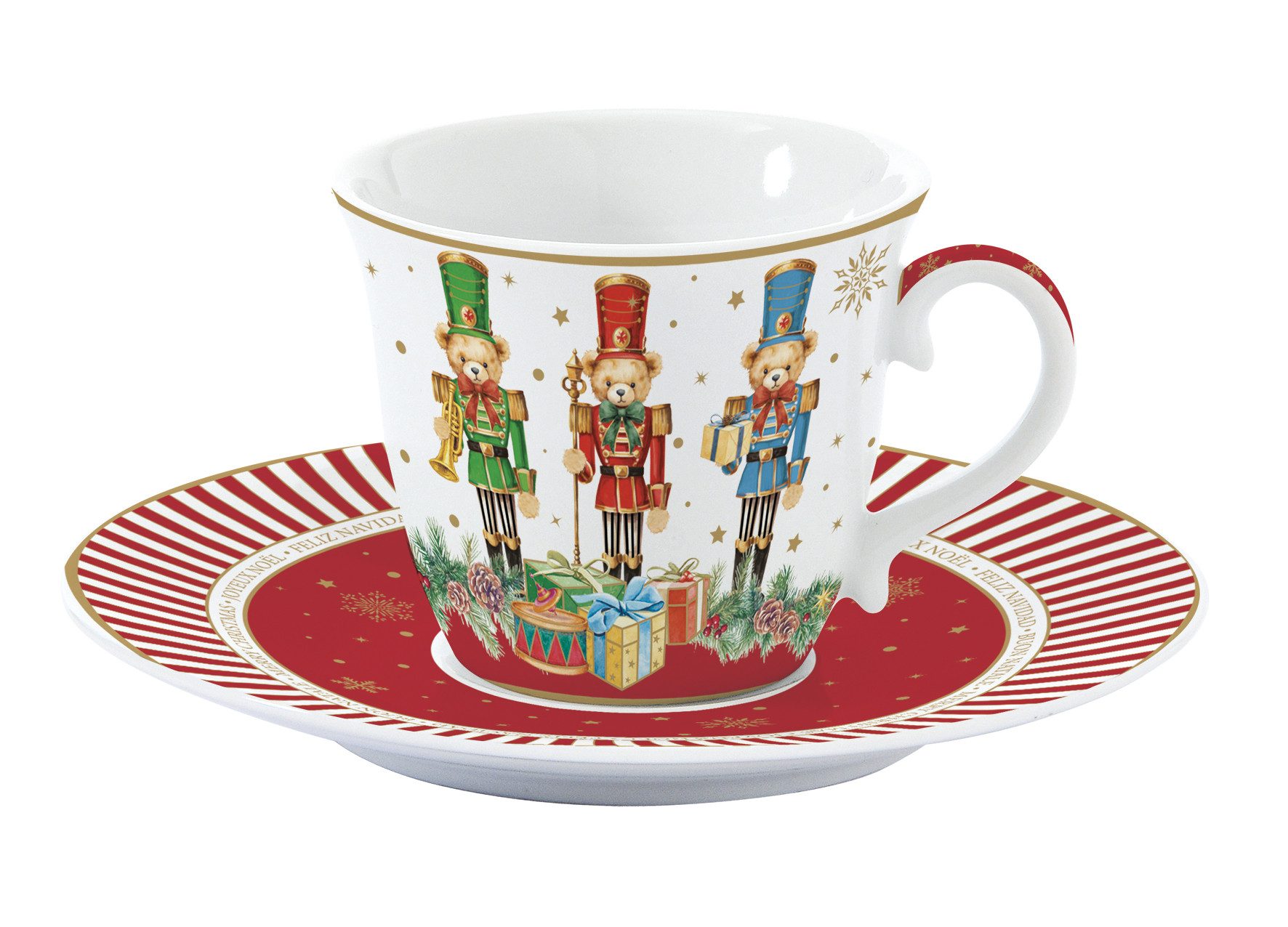 EasyLife Tasse CHTD1106 - mit Untertasse - Christmas Teddy, 200 ml, 1-tlg.
