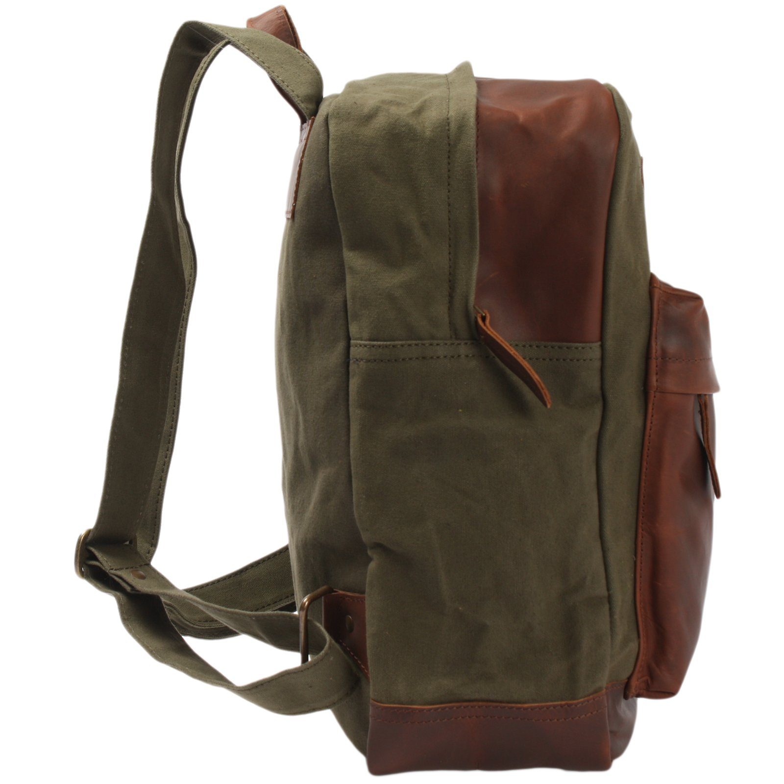 LECONI Freizeitrucksack Lederrucksack Sportrucksack Leder LE1015 grün Canvas