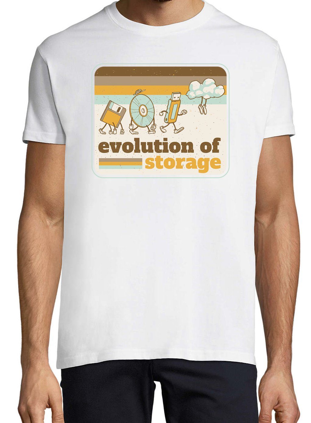 Youth Designz Frontprint trendigem Evolution Storage Herren Shirt mit T-Shirt Weiß