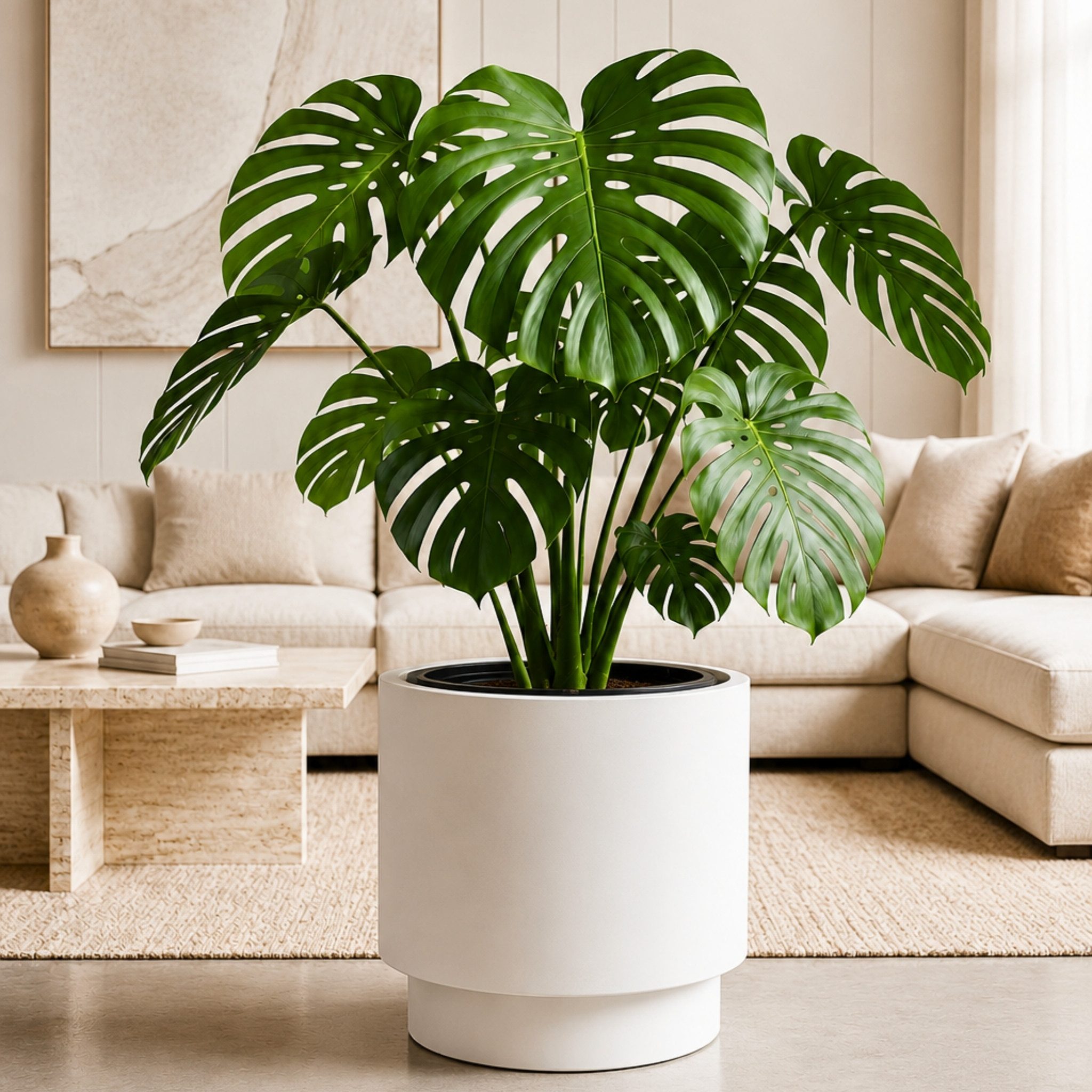 matches21 HOME & HOBBY Blumentopf Großer außen Blumentopf NIVO rund 47 x 44 cm weiß (2 St), Moderner Pflanztopf Outdoor Pflanzkübel wetterfest