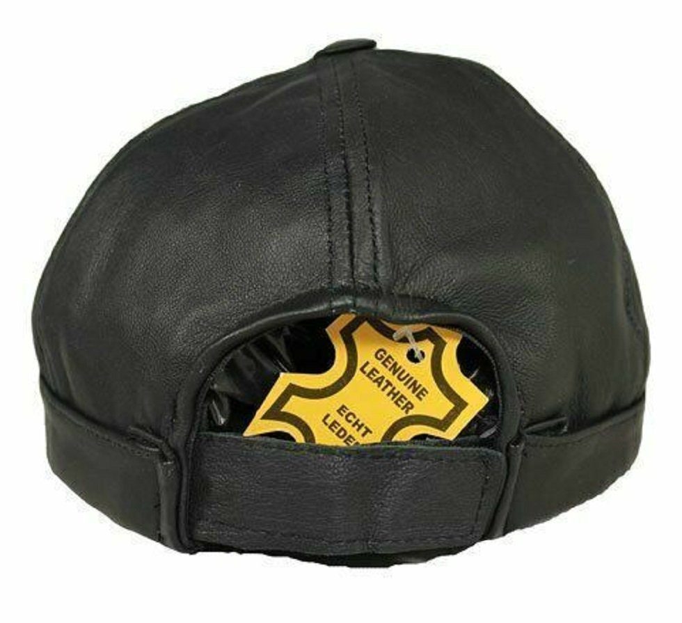 Alpha Speeds Fellimitatmützen Biker Lamm Leder Ohne Schirm Docker Cap Rocker Karneval Mütze (1-St)
