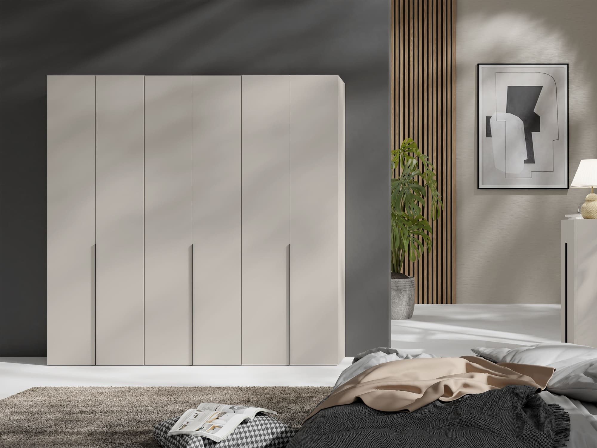 MOEBLO Drehtürenschrank LUMA 40 (Modulares Schrank mit Einlegeböden und schwarzem Griff, Schrank Garderobe Schlafzimmer Drehtürenschrank) (BxHxT): 40 x 240 x 42 cm