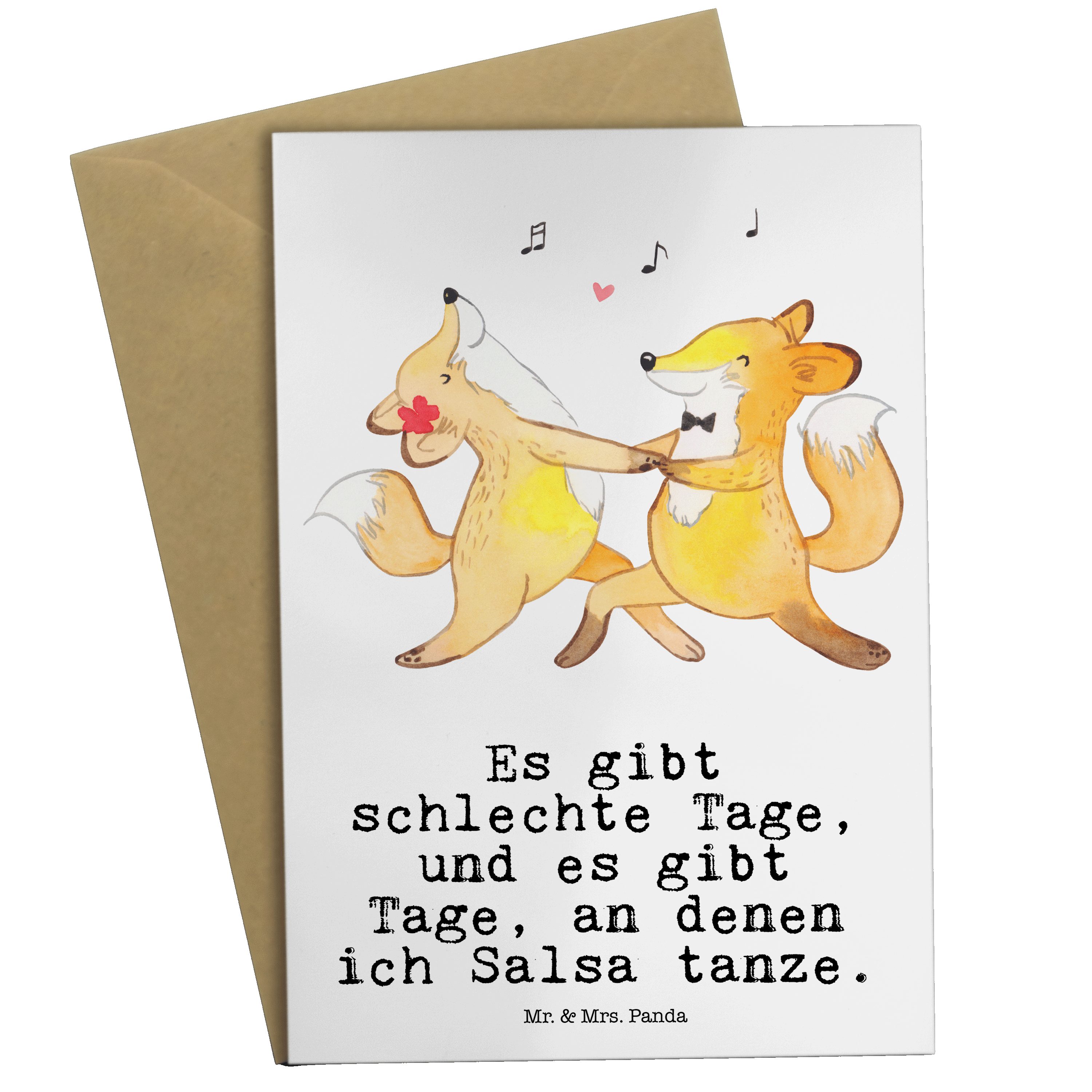 Mr. & Mrs. Panda Grußkarte Füchse Salsa tanzen Tage - Weiß - Geschenk, Geburtstagskarte, Auszeic | Grußkarten