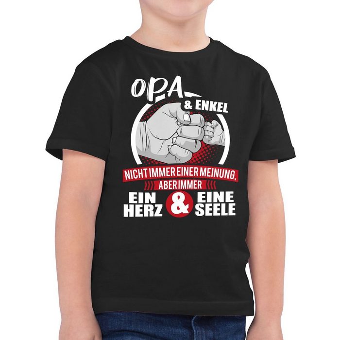 Shirtracer T-Shirt Opa & Enkel Immer ein Herz & eine Seele - weiß/rot - Partner-Look Familie Kind - Jungen Kinder T-Shirt tshirt 3 jahre junge - shirt opa und enkel - opa+tshirt