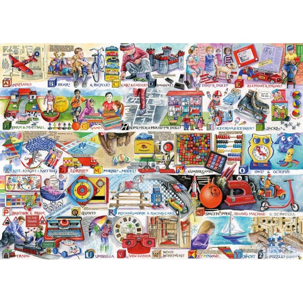 GIBSONS Puzzle Puzzle Alphabet der Spiele und Spielzeuge 1000 Teile, Puzzleteile