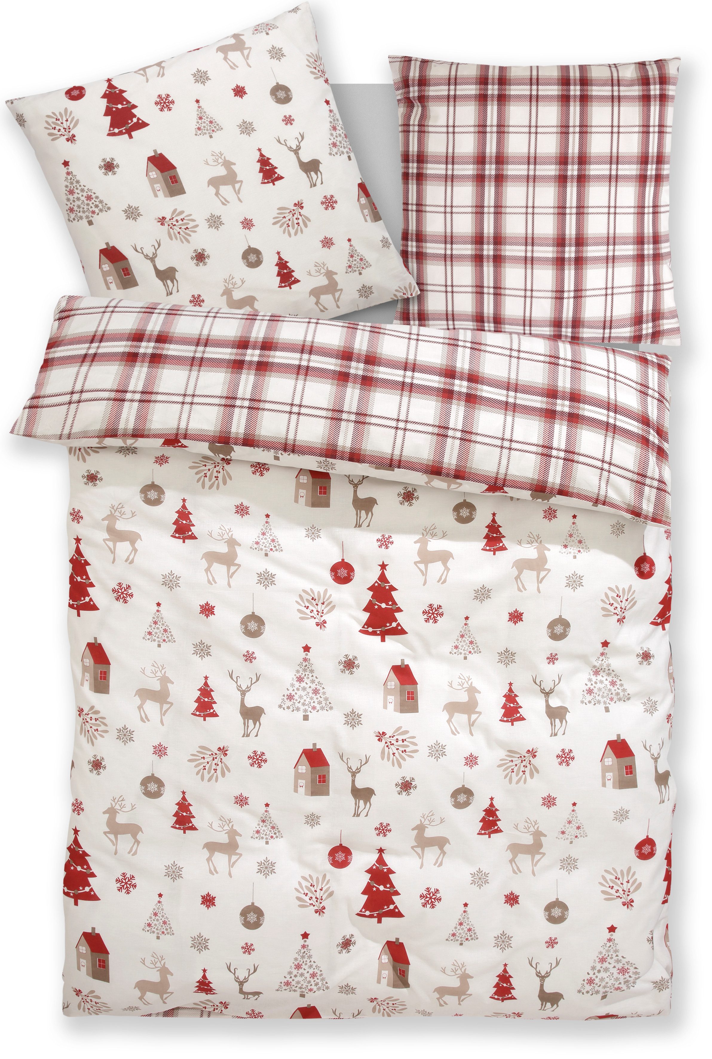 OTTO home Bettwäsche Mikkel, Linon, 2 teilig, Bettwäsche ab Gr. 135x200 cm,100% Baumwolle, Weihnachten
