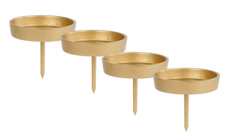 Spetebo Kerzentülle Alu Kerzenpick für Stumpenkerzen 4er Set gold (Set, 4 St., 4er-Set), Metall Торшери für Kugelkerzen