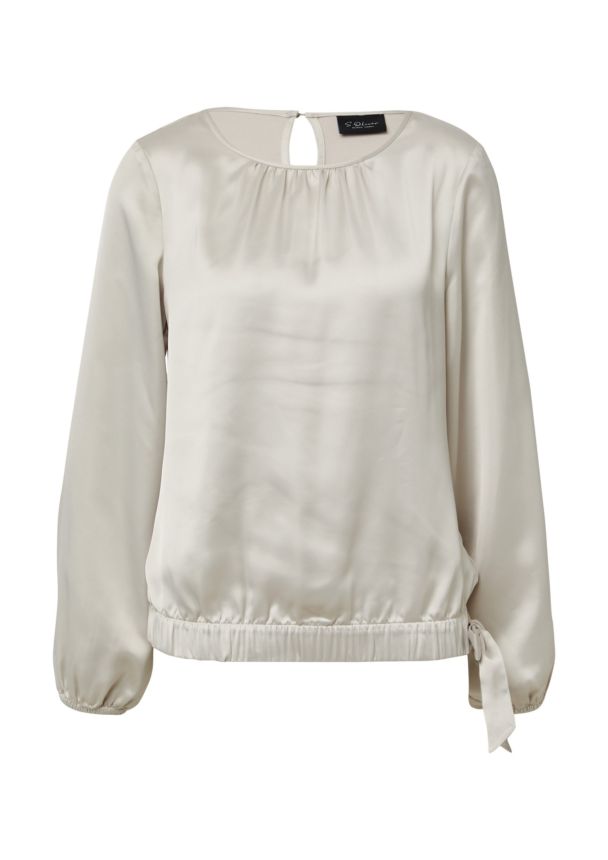 s.Oliver Langarmbluse Bluse Satin-Bluse mit Binde-Detail am Saum günstig online kaufen