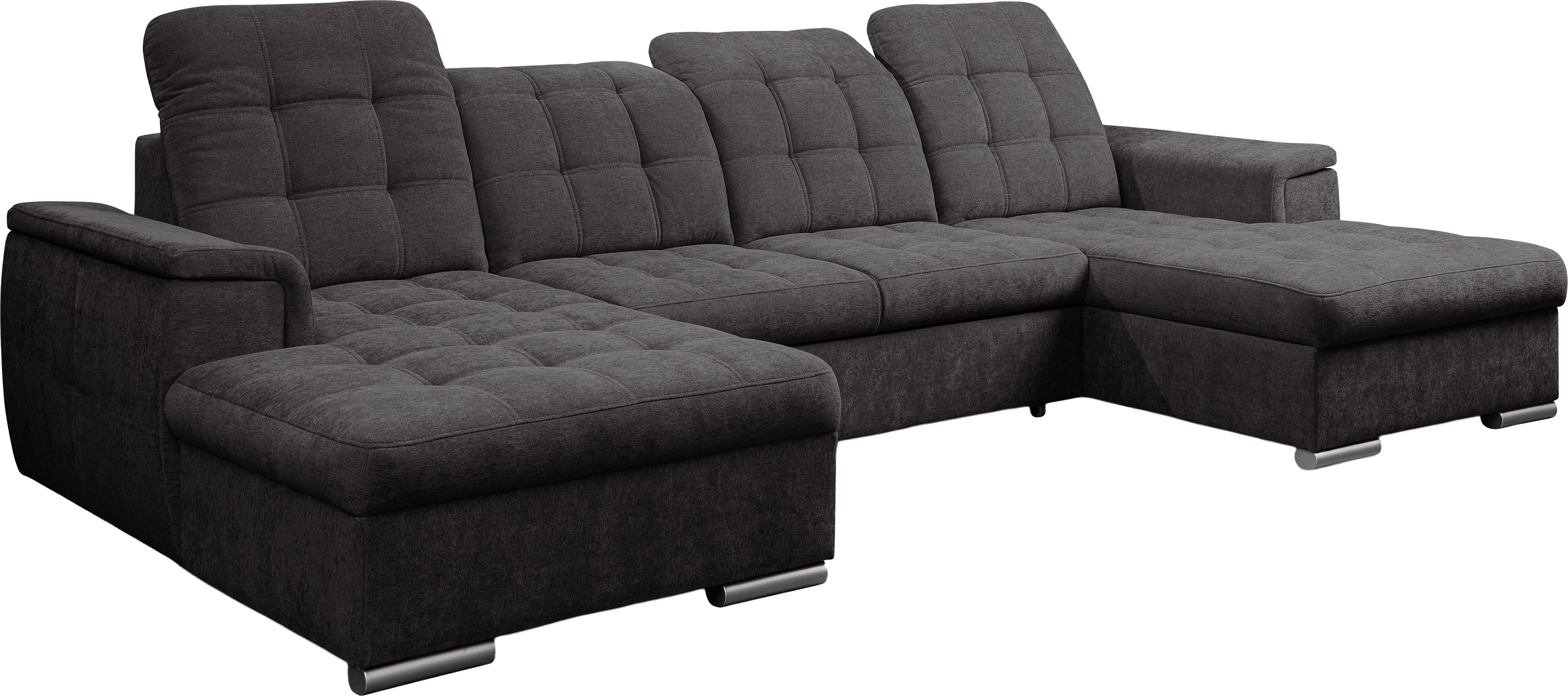 WERK2 Wohnlandschaft Napoli 330 x 174 cm, mit Bett & Bettkasten & Kopfteilverstellung, U-Form, XXL, Schlaffunktion, Bettkasten, verstellbare Kopfteile – Bild 4 von 5