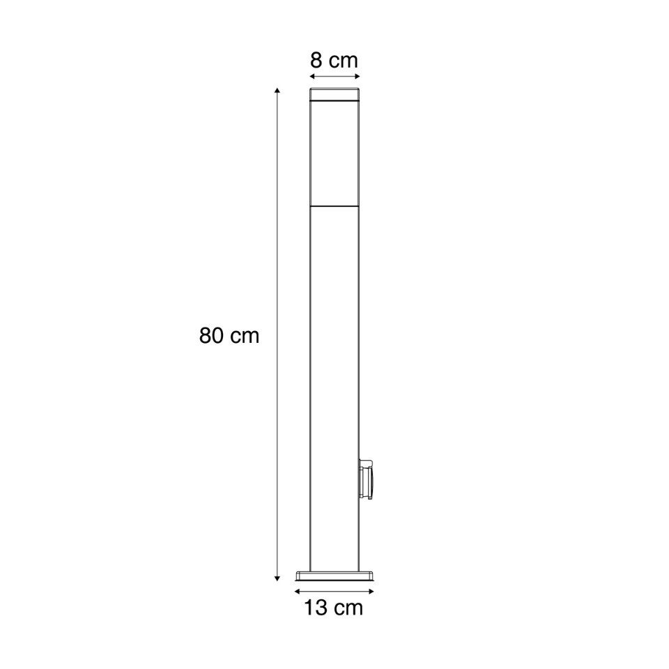 Qazqa Außen-Stehlampe Malios, ohne Leuchtmittel, Warmweiß, QAZQA Außen­poller­leuchte, e27, Dunkelgrau, Edelstahl, Modern