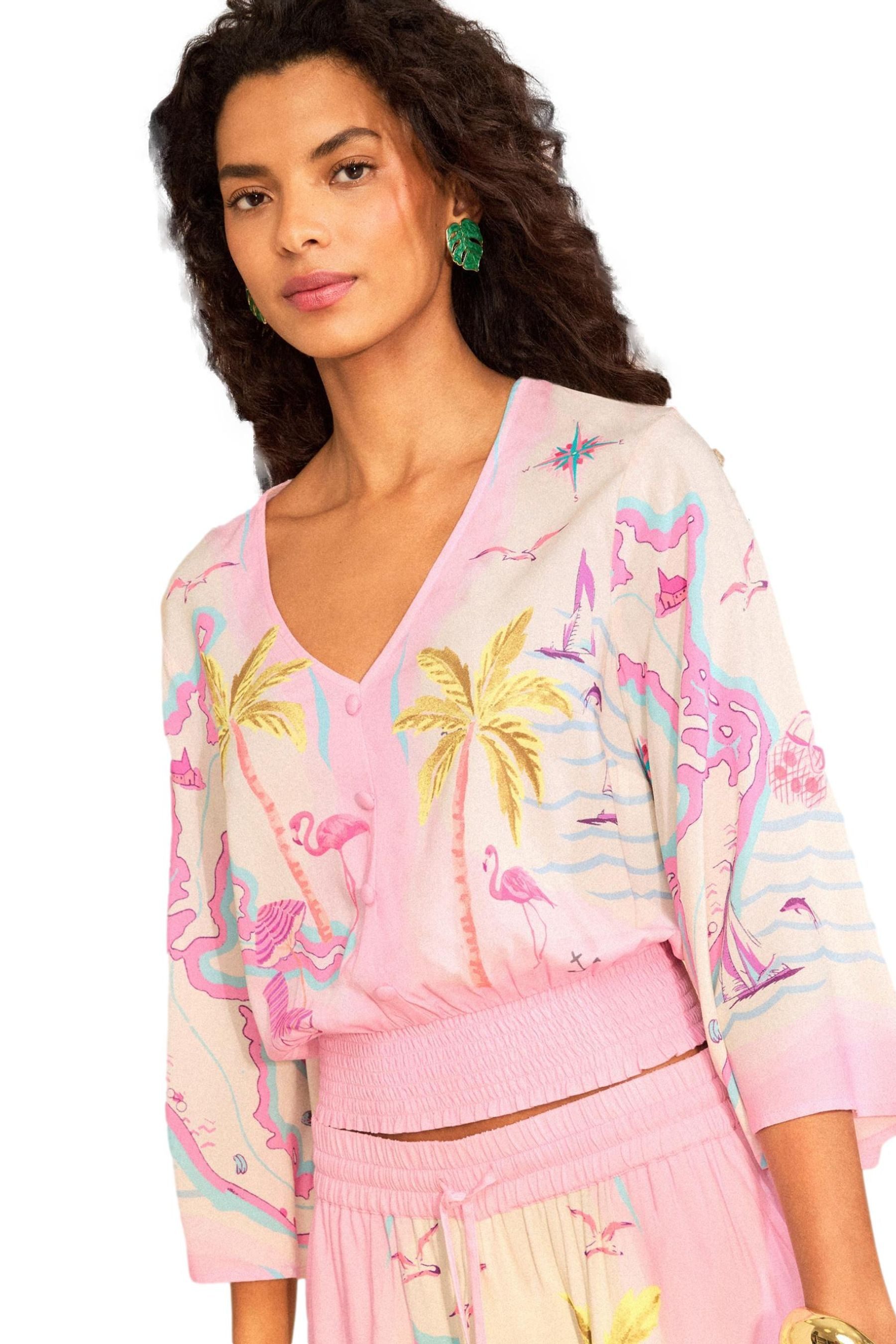 Strandshirt Love & Roses Strand-Oberteil mit Kimonoärmeln
