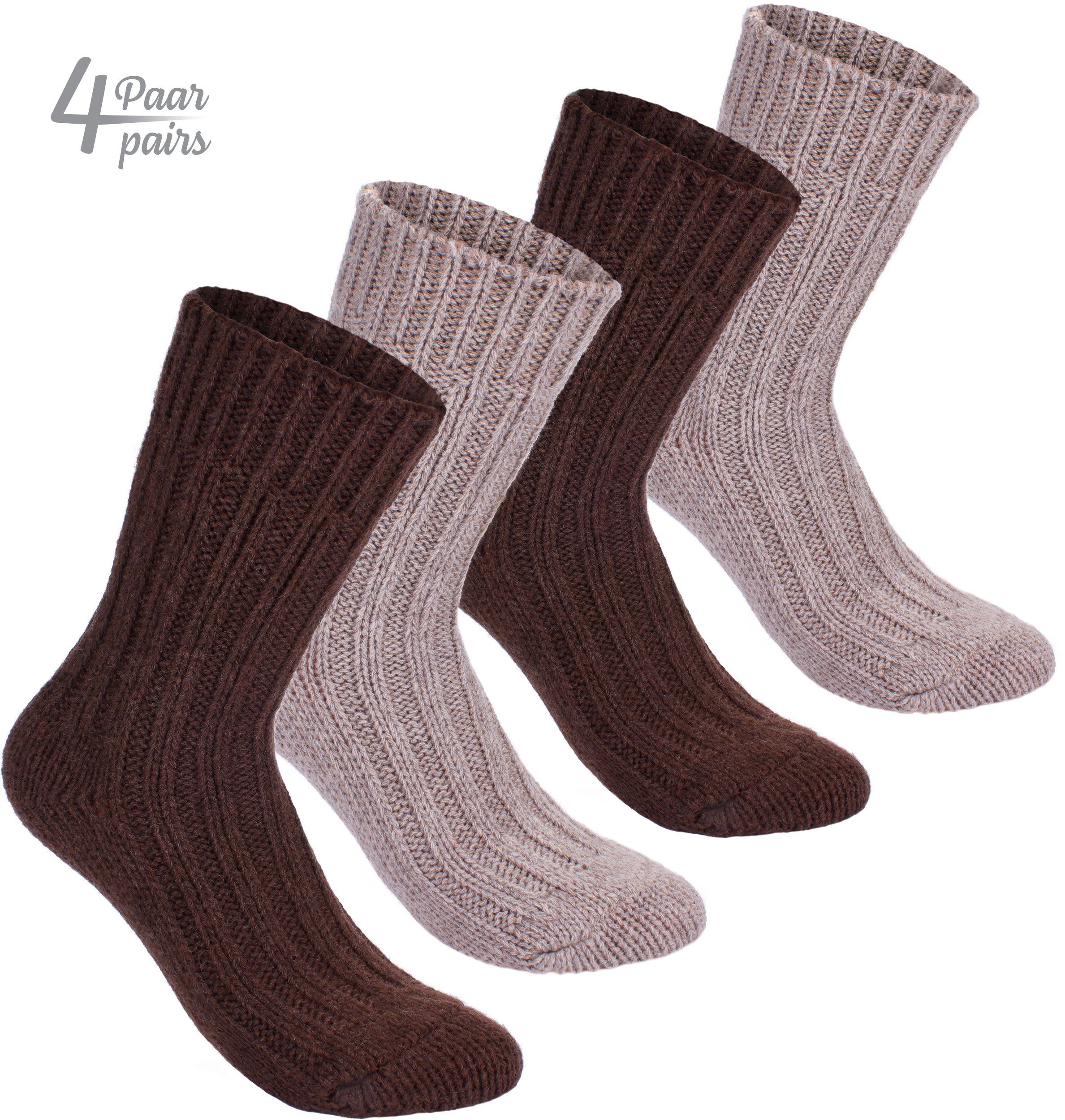BRUBAKER Kuschelsocken warme dicke Alpaka Socken (Set, 4-Paar, mit Alpakawolle) Wintersocken für Damen und Herren – Bild 2 von 5