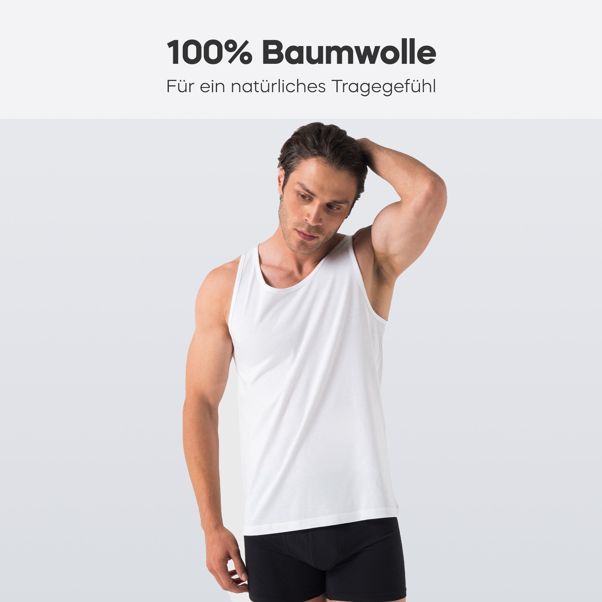 100% Unterhemd Weiß 3-St., Tank (Packung, Spar-Packung, 3er-Pack) 13 Baumwolle Herren Barrio Set, Top Spar-Pack, für Feinripp Achselhemd aus