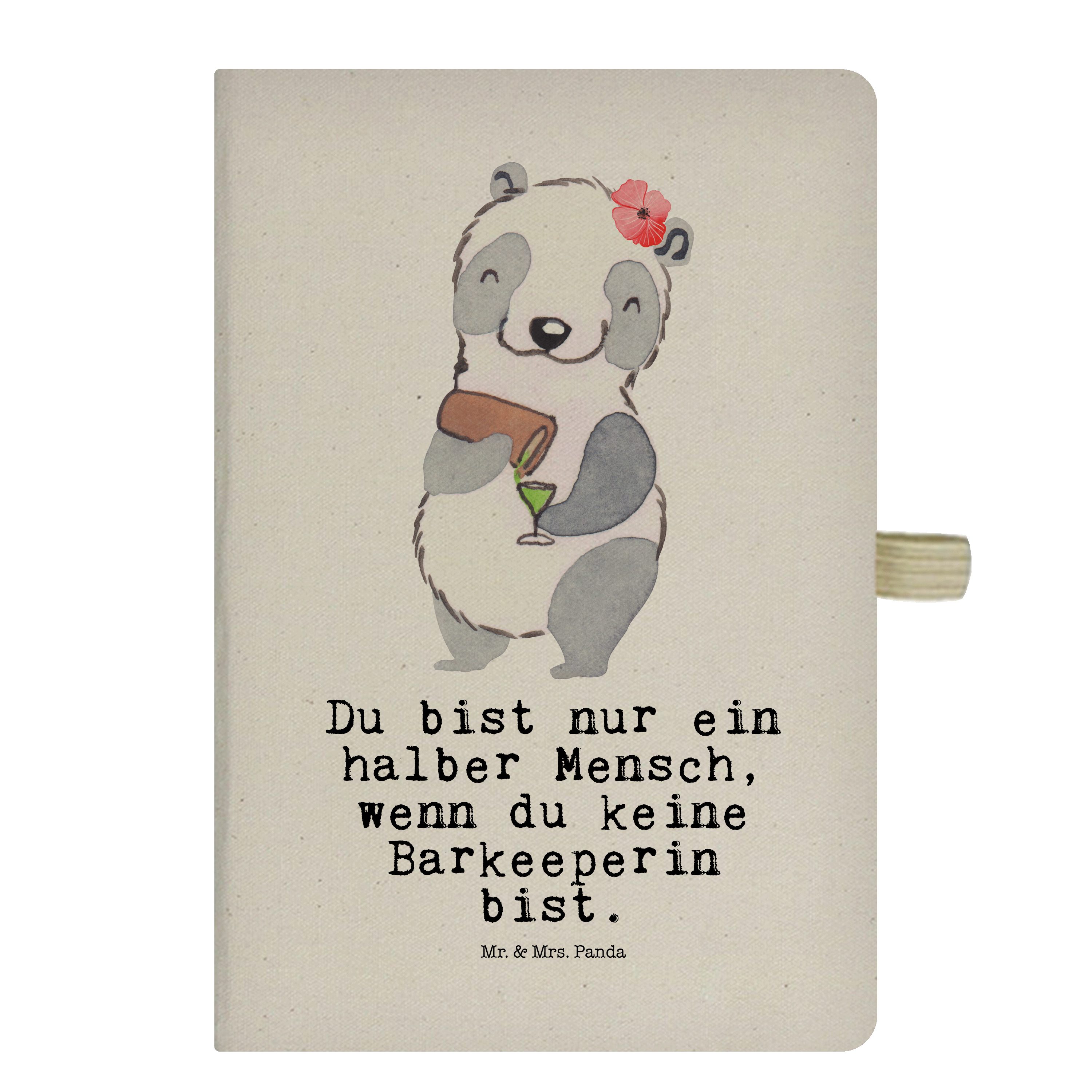 Mr. & Mrs. Panda Notizbuch Barkeeperin Herz, Journal, Transparent, Geschenk, Bartender, Notizbuc Mr. & Mrs. Panda