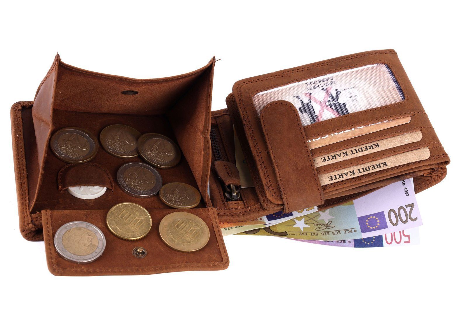SHG Geldbörse Herren Börse RFID mit Münzfach Leder Brieftasche Lederbörse Schutz Portemonnaie, Büffelleder Männerbörse
