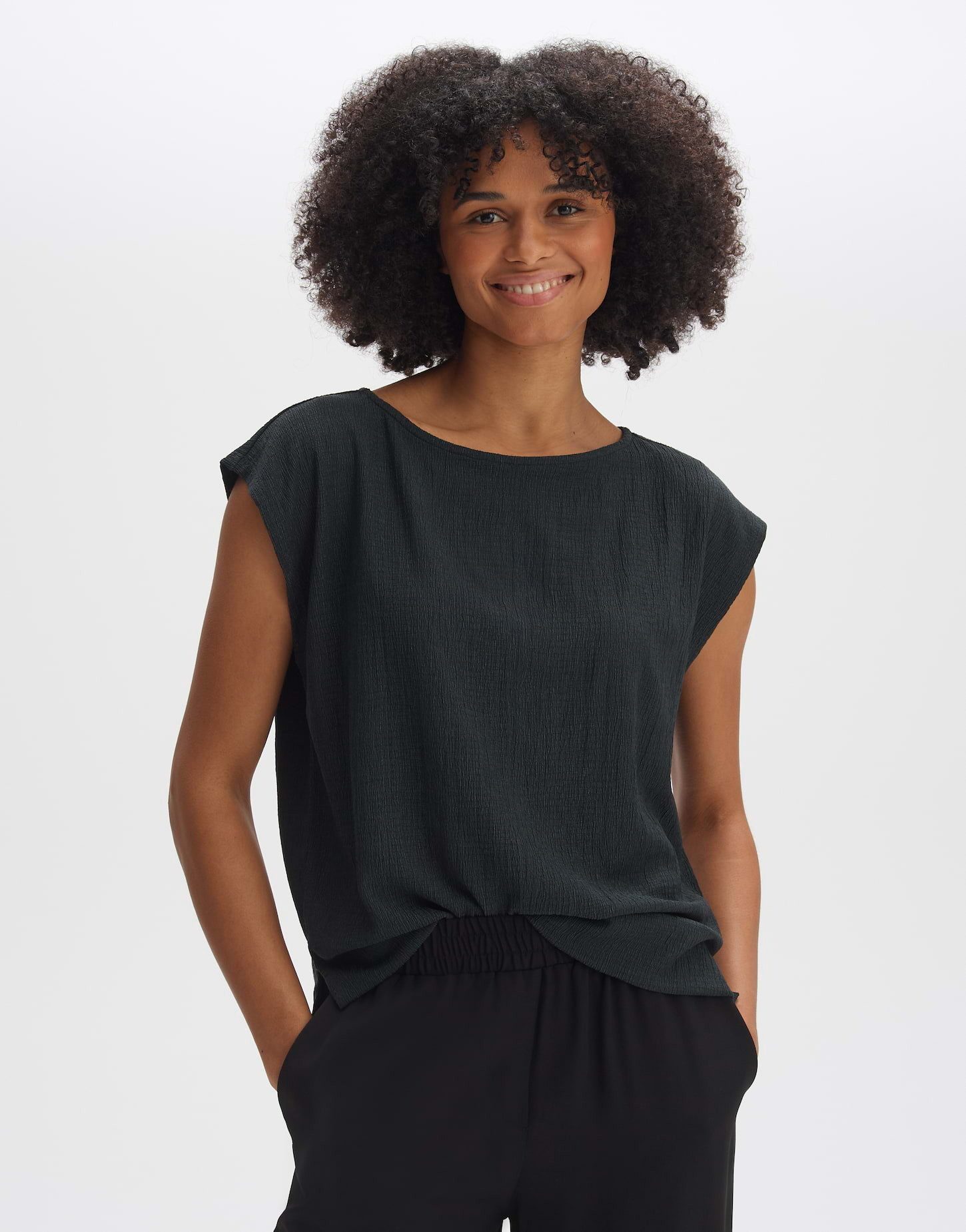 OPUS Kurzarmshirt Strukturiertes Shirt SEFURO Loose günstig online kaufen