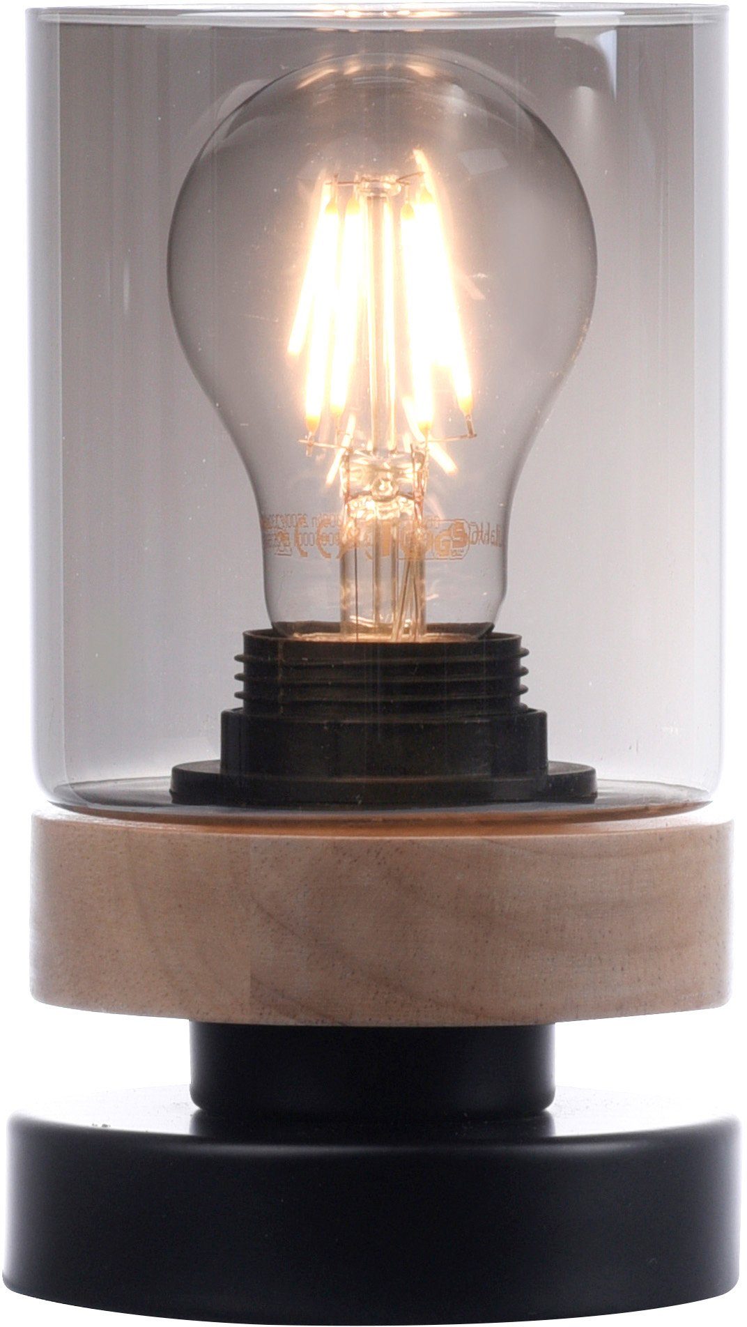 E27 - Rauchglas, geeignet ohne Glas, Leuchtmittel, Tischlampe, Tendon, Tischleuchte affaire Leuchtmittel Home Holz, für