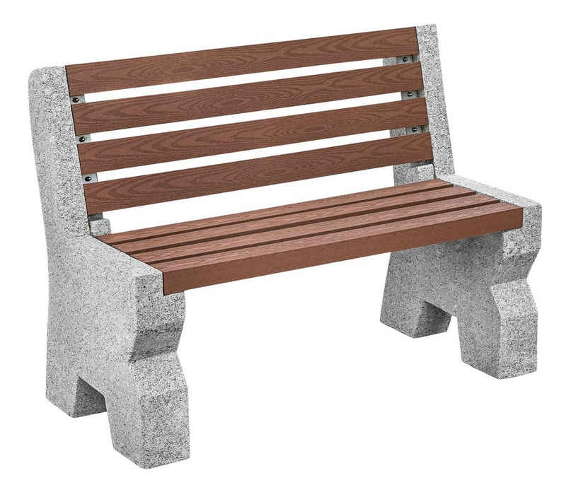 Dehner Gartenbank 2-Sitzer, 114 x 75 x 52 cm, Granit/WPC, grau/braun, witterungsbeständig und langlebig
