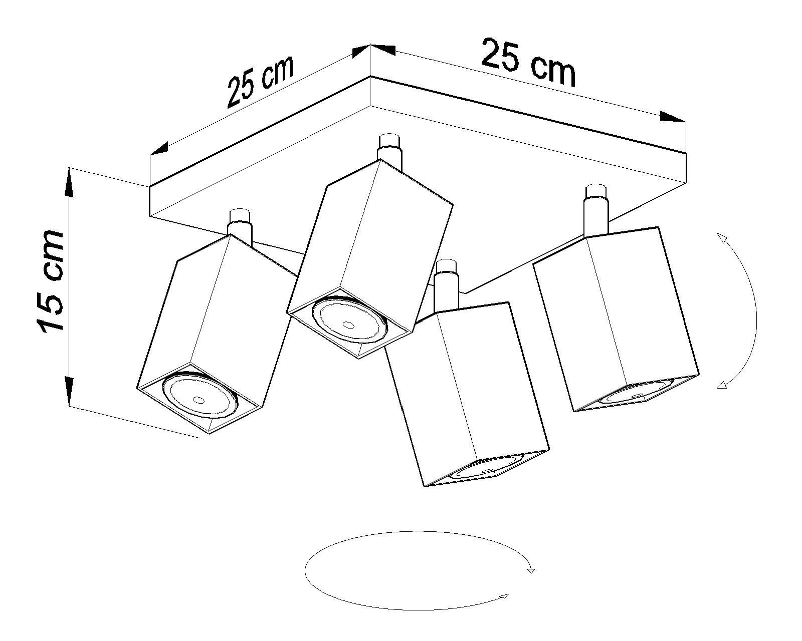 vielseitig 4x Deckenlampe ohne Wohnzimmer Deckenstrahler B:25cm GU10 Leuchtmittel, FALERIA, eckig Stahl Licht-Erlebnisse Grau