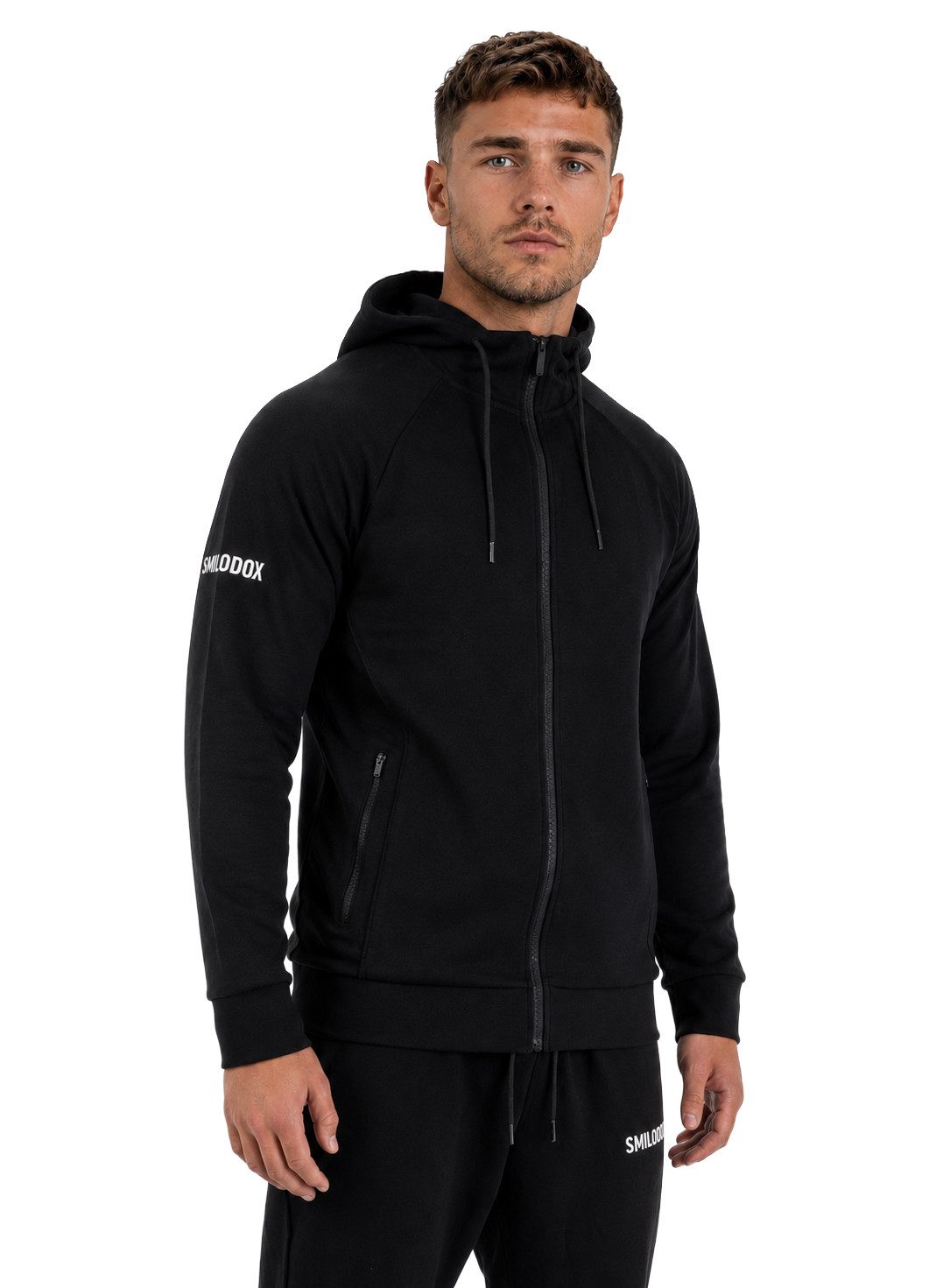 Smilodox Outdoorjacke Denzo Herren, Trainingsjacke, Fitness, Kapuze, Zip Jacke Mesh Einsätze, Zip Taschen, Kapuze, Soft Touch, Rippbündchen